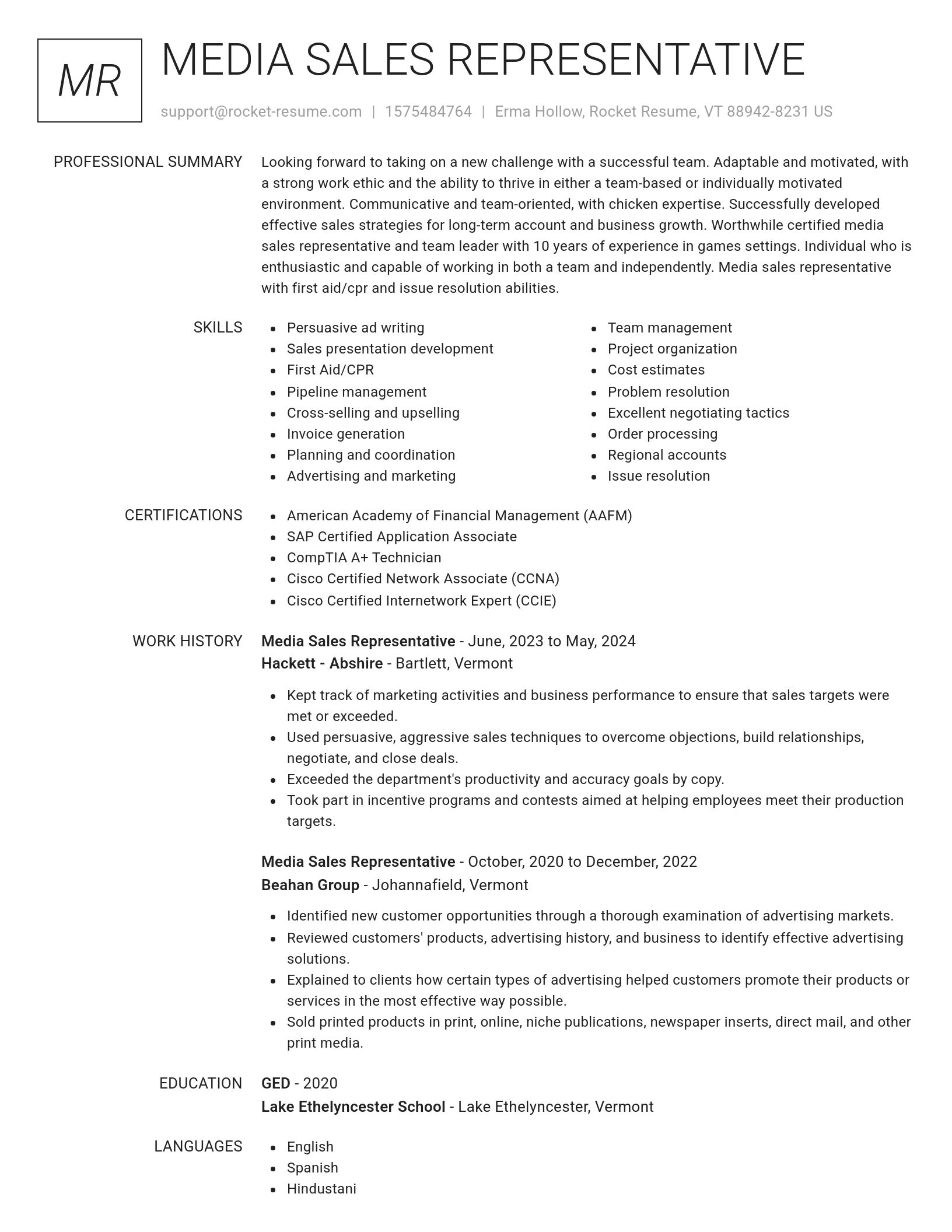 Renowned resume template