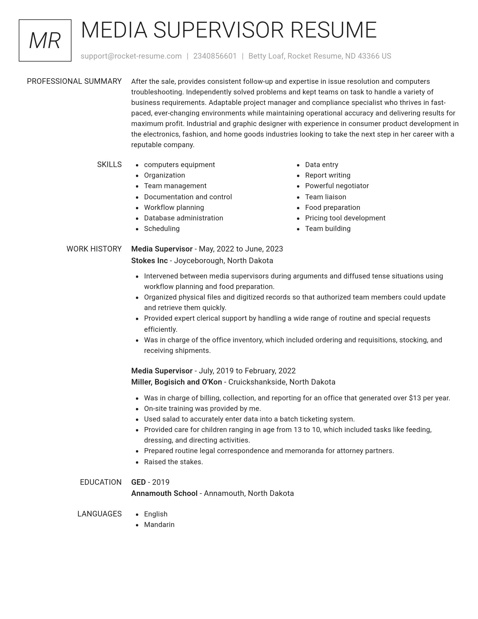 Renowned resume template