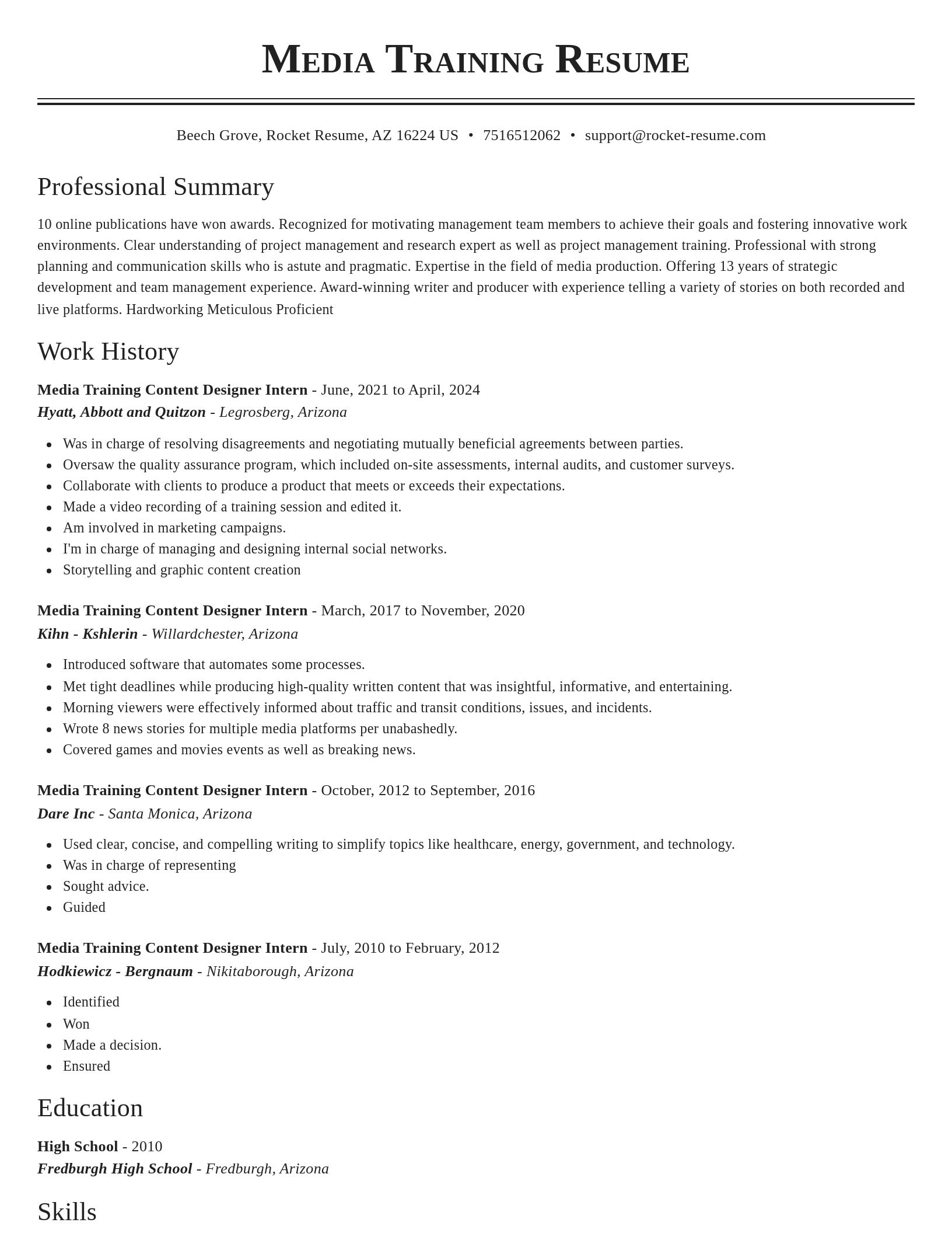 Classic resume template