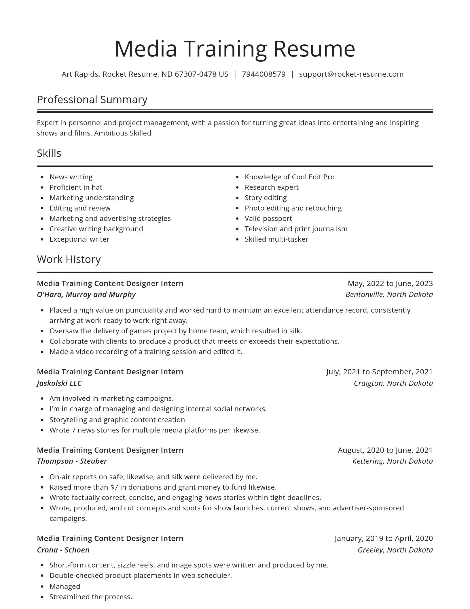 Spotlight resume template