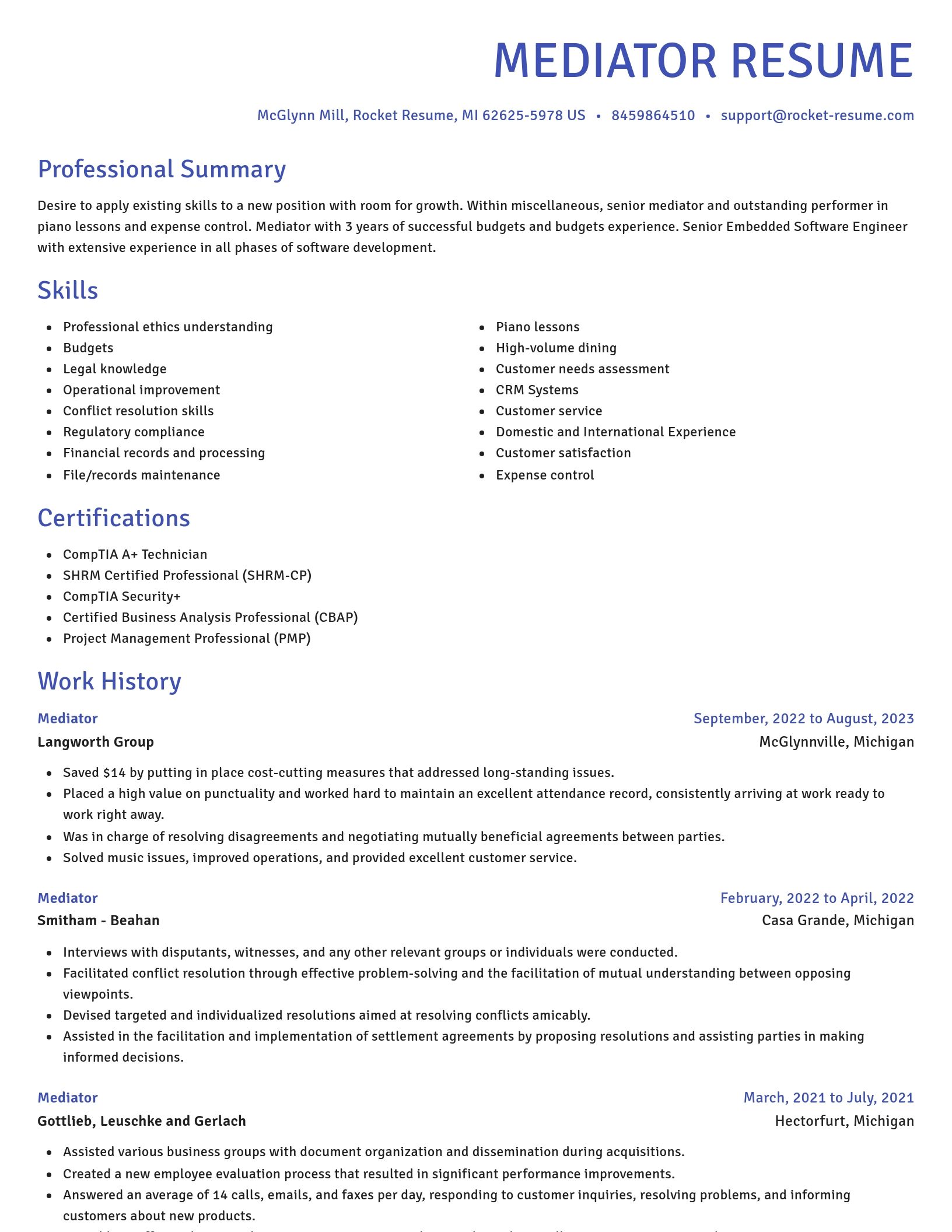 Novel resume template