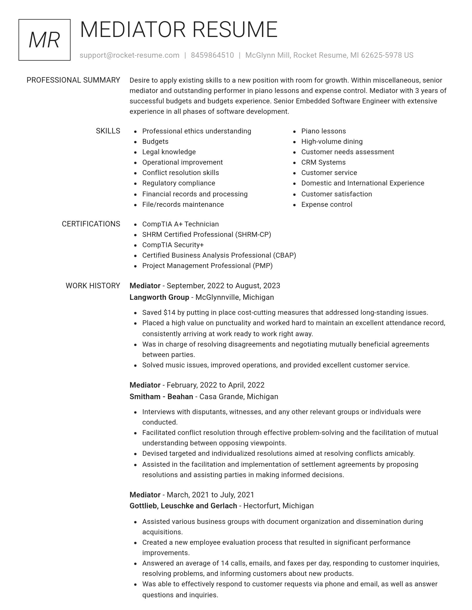Renowned resume template