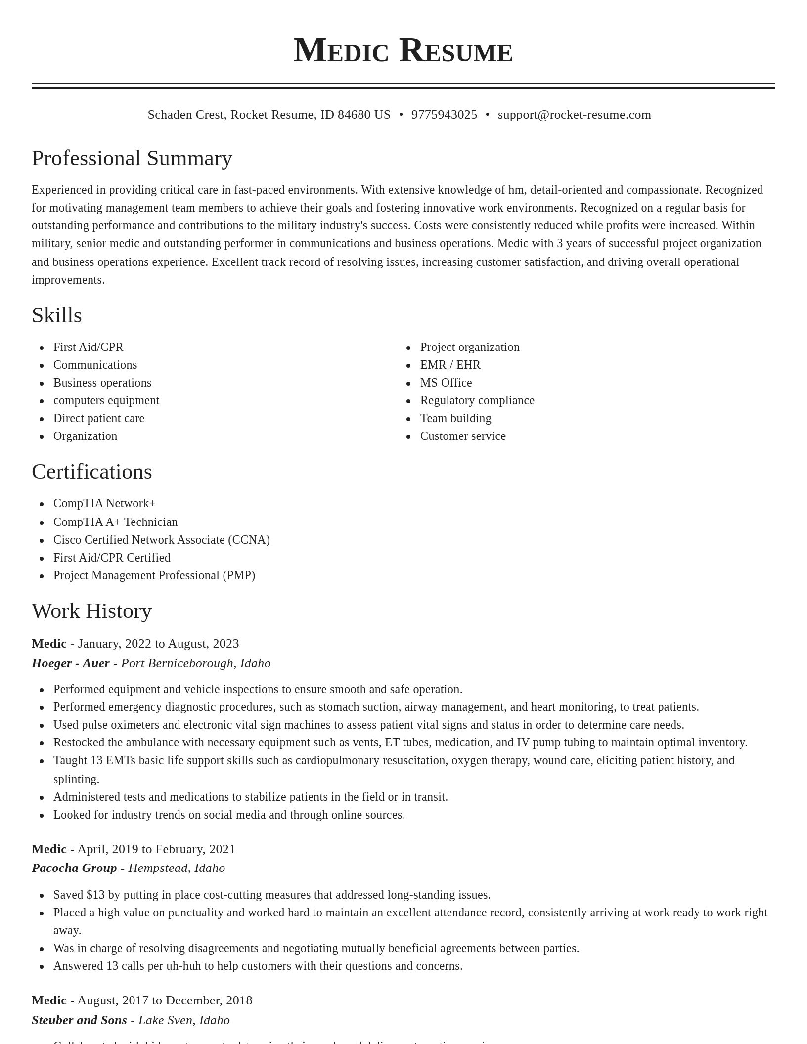 Classic resume template