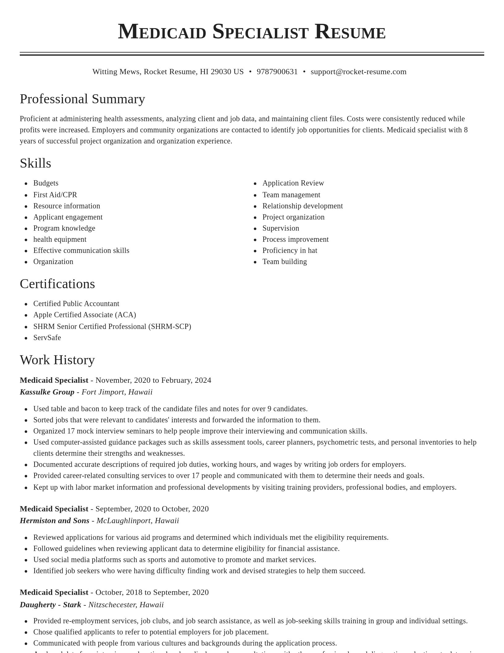 Classic resume template