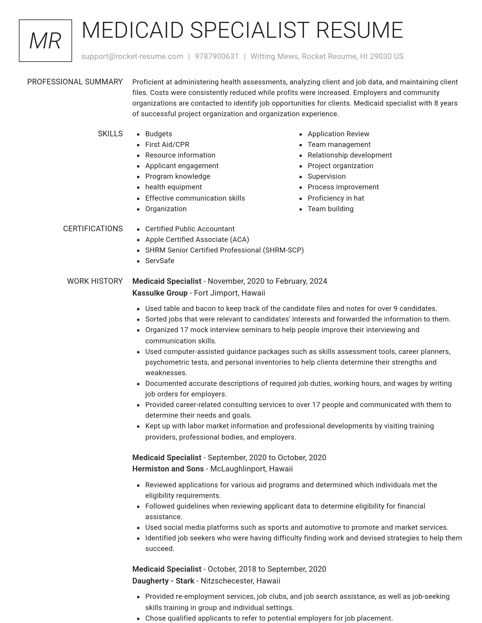 Renowned resume template