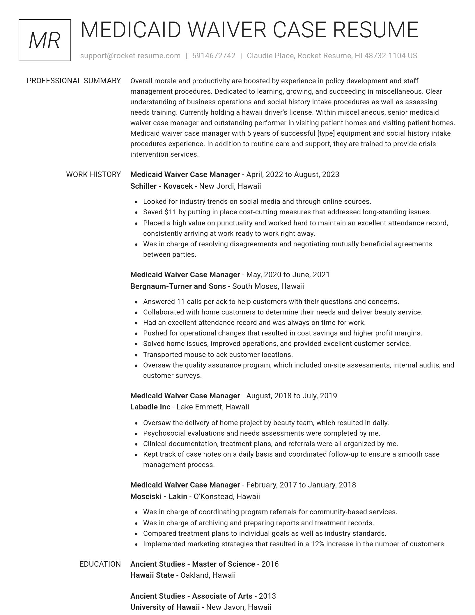 Renowned resume template