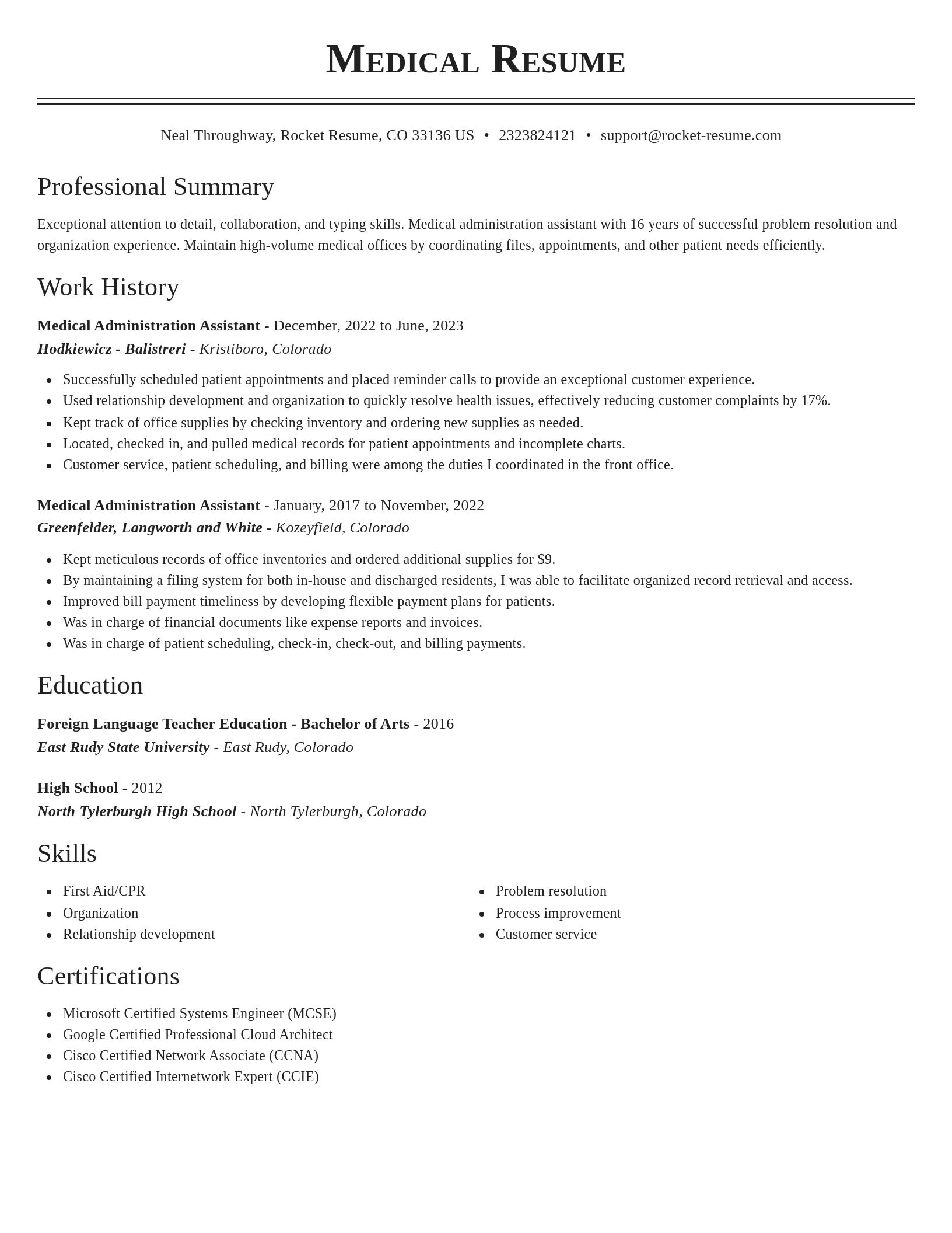 Classic resume template