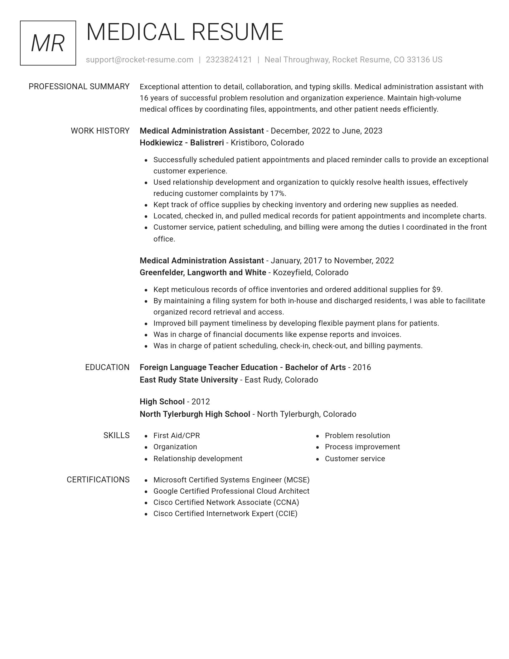Renowned resume template