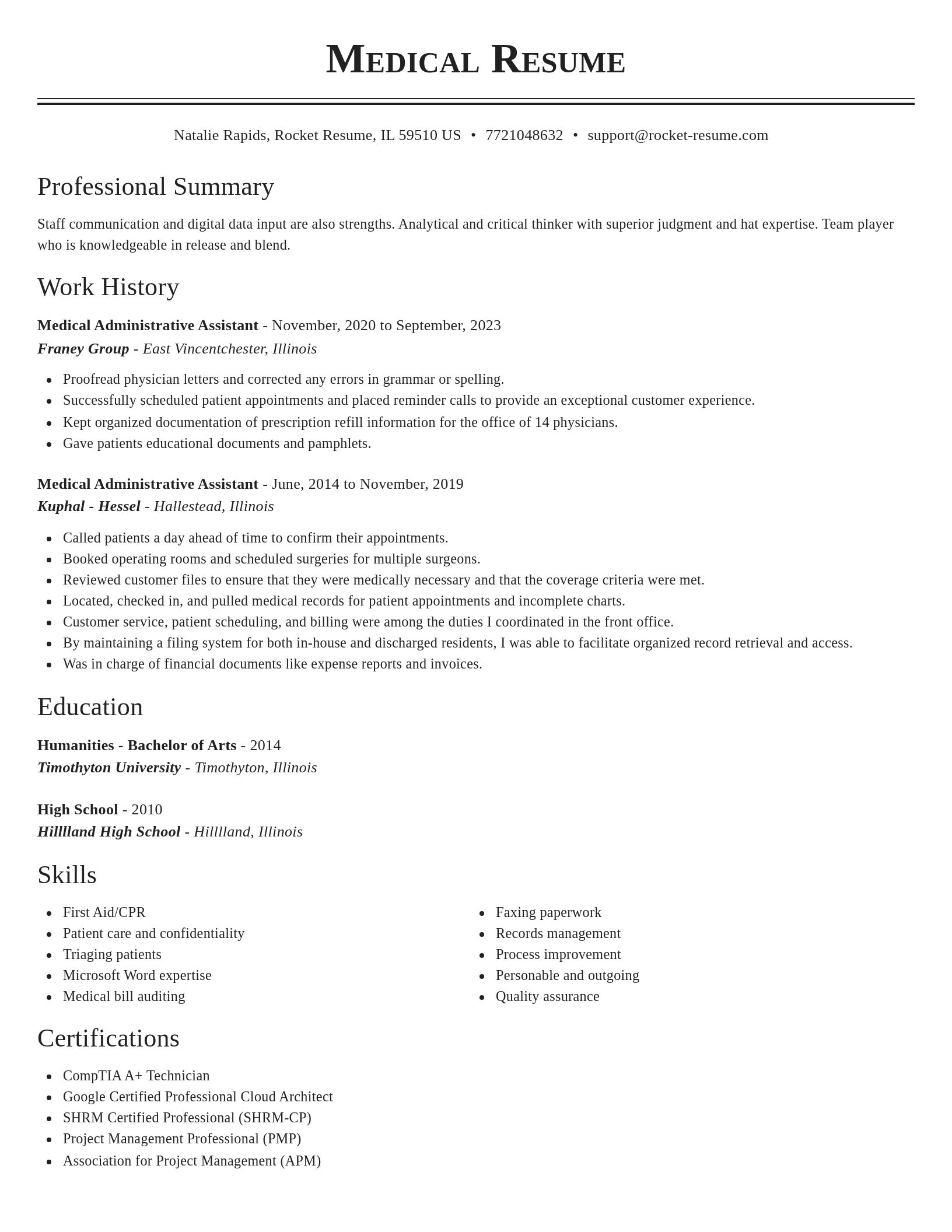 Classic resume template