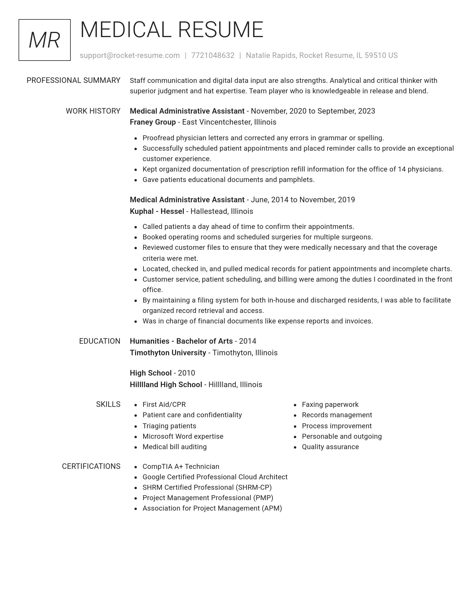 Renowned resume template
