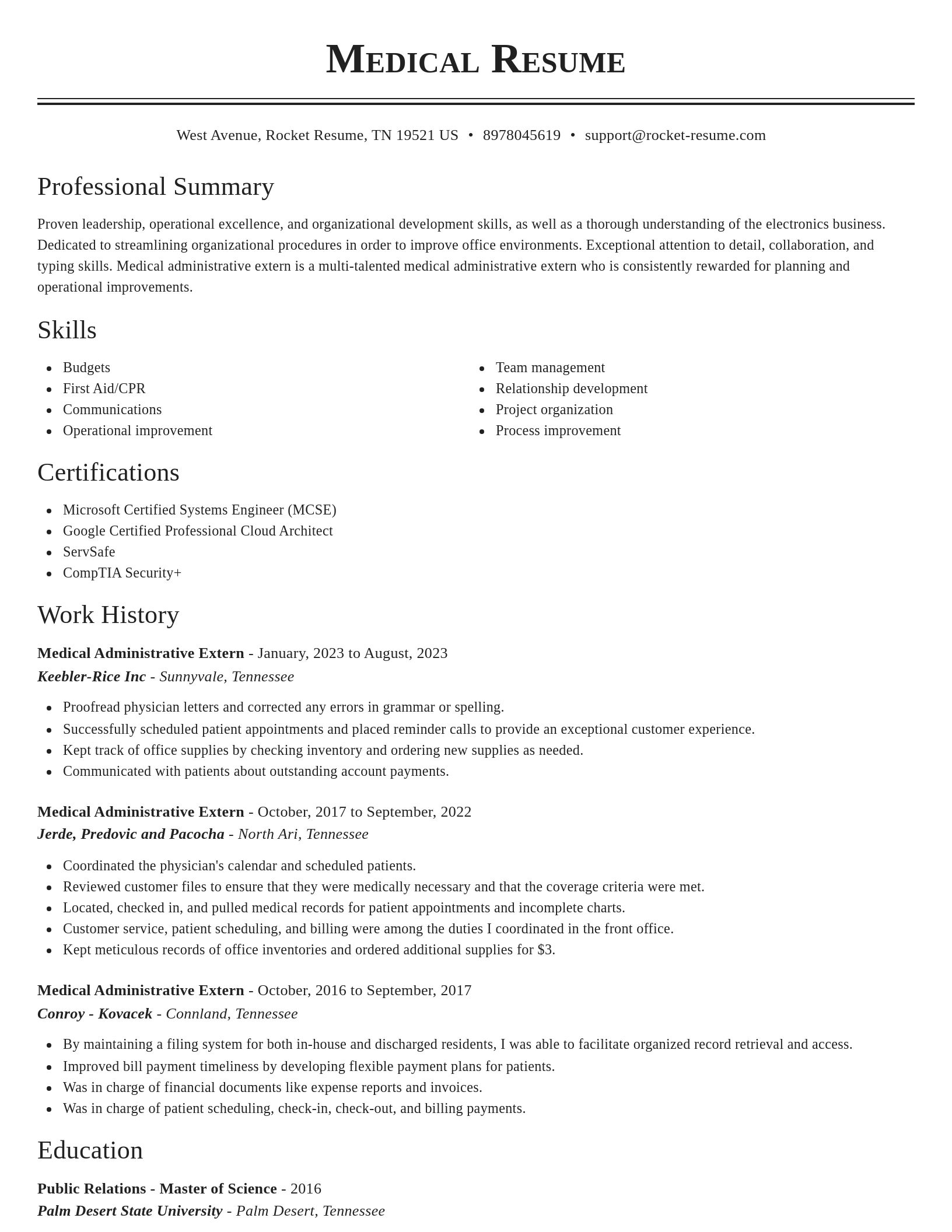 Classic resume template