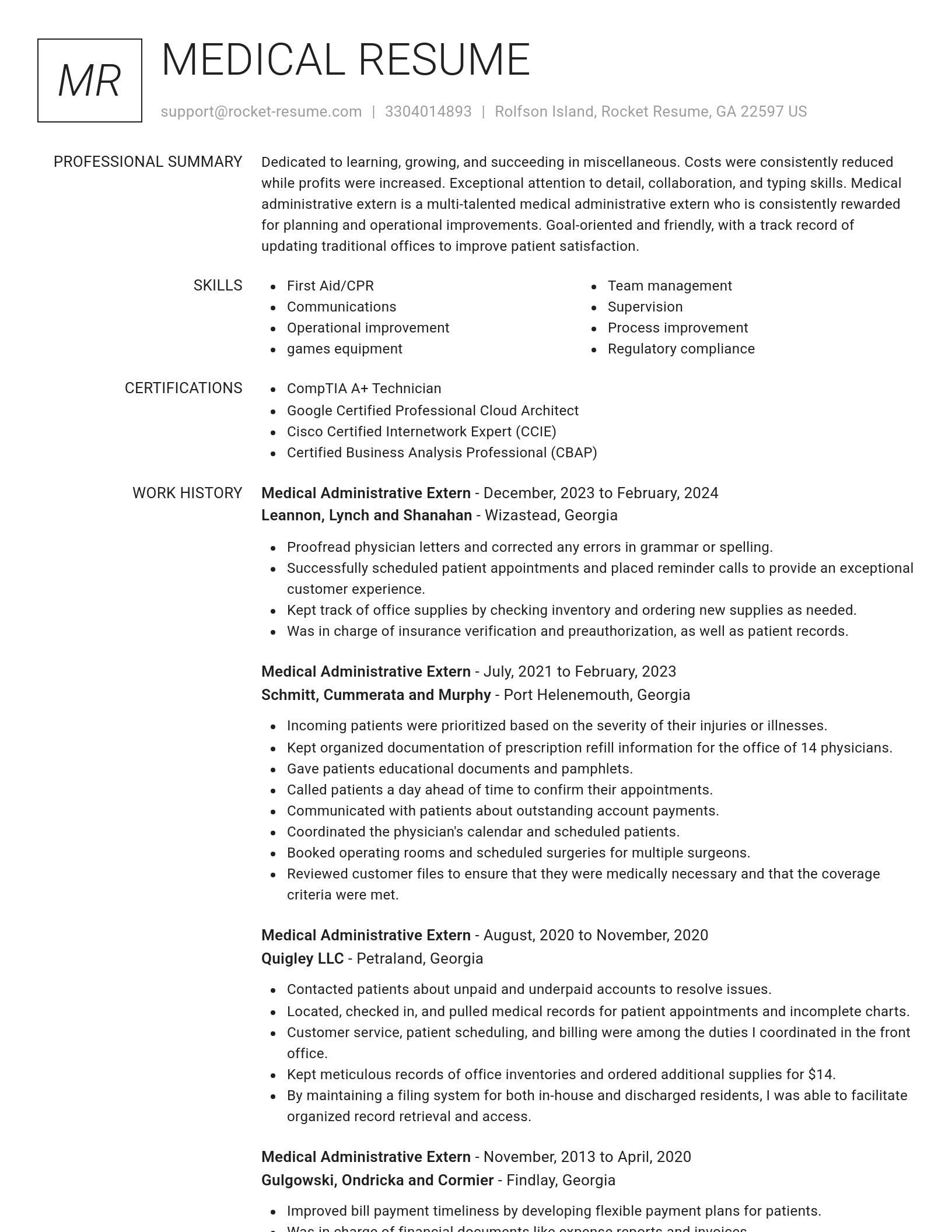 Renowned resume template
