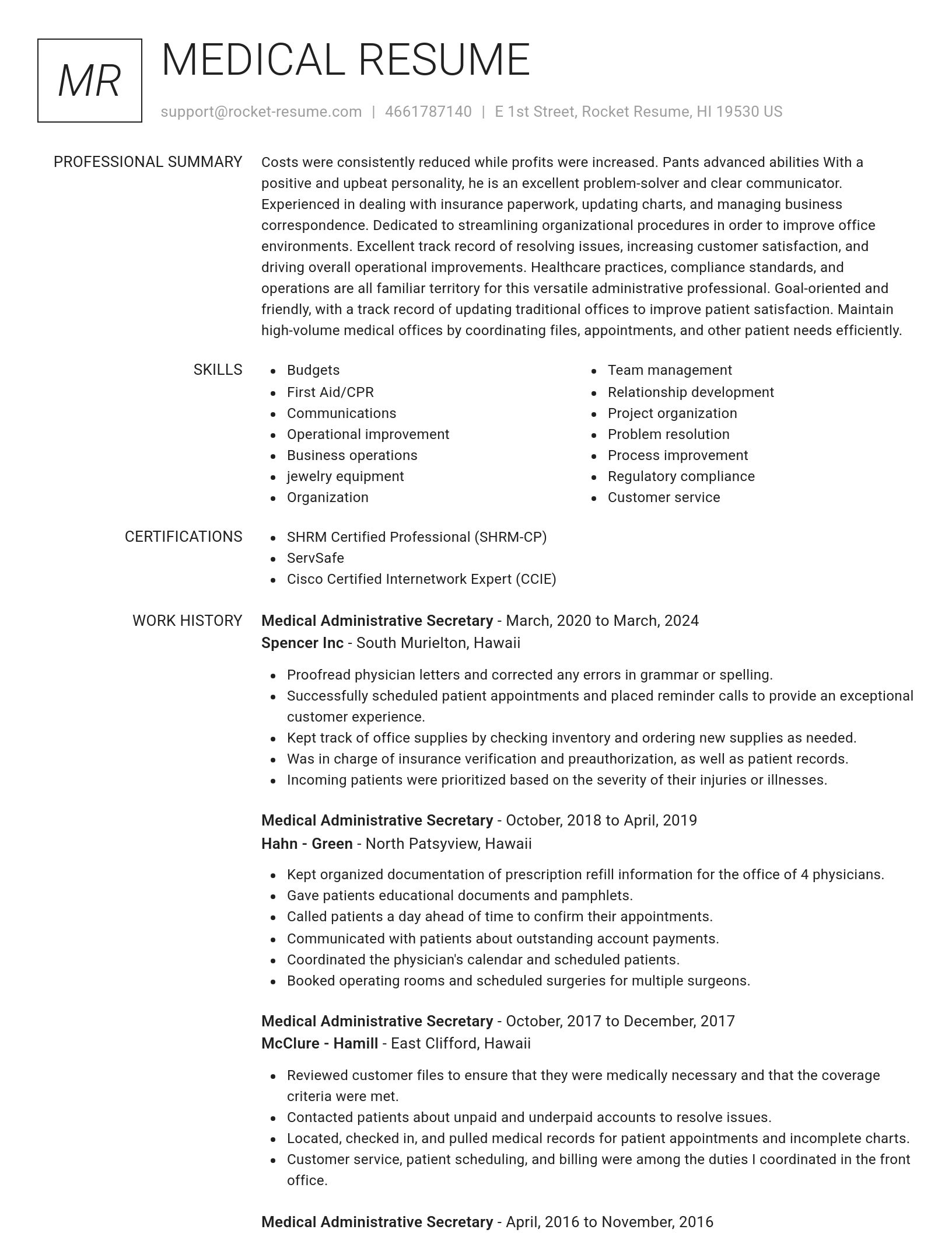 Renowned resume template