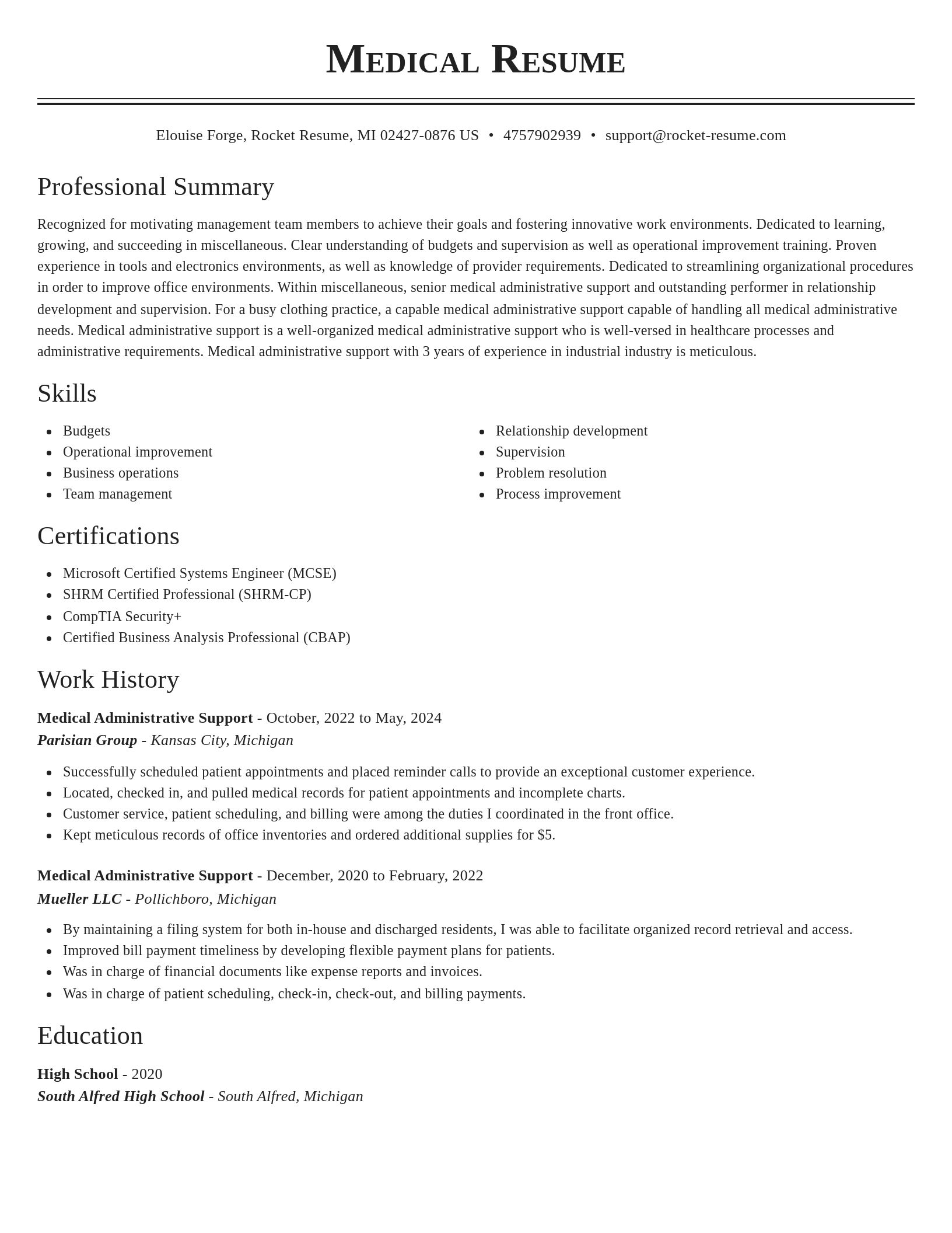 Classic resume template