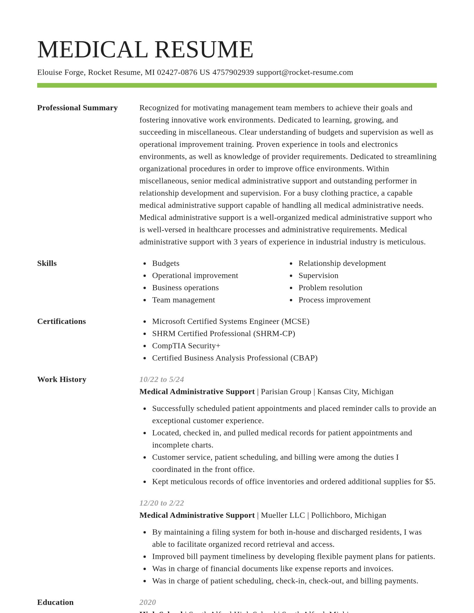 Smart resume template