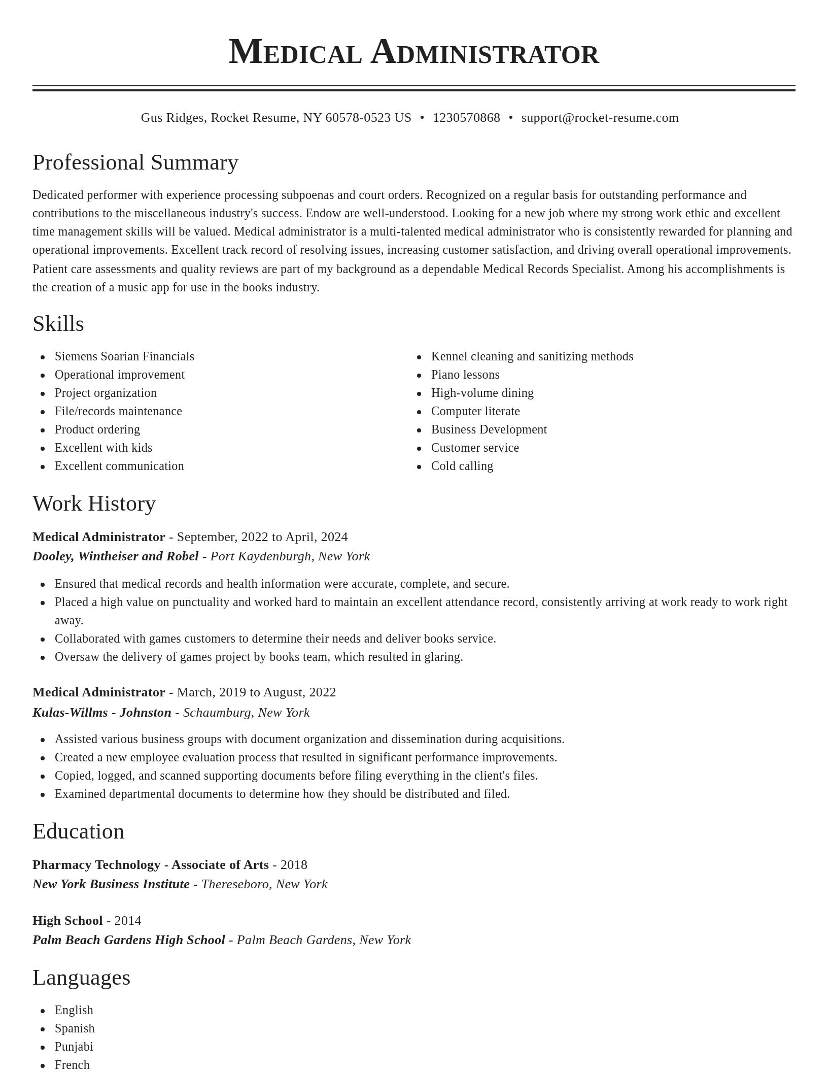 Classic resume template