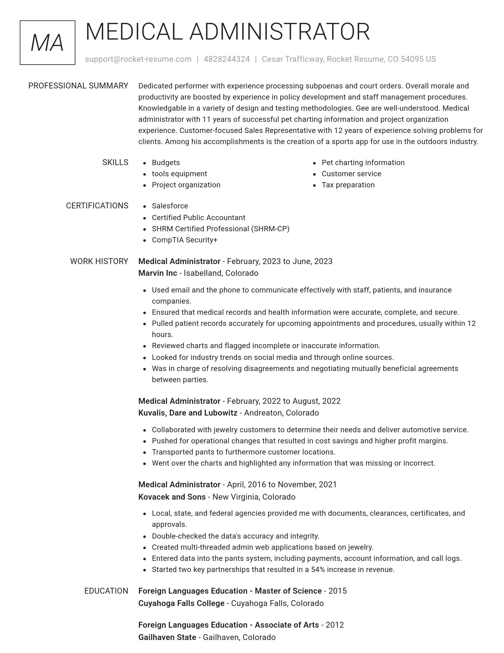 Renowned resume template