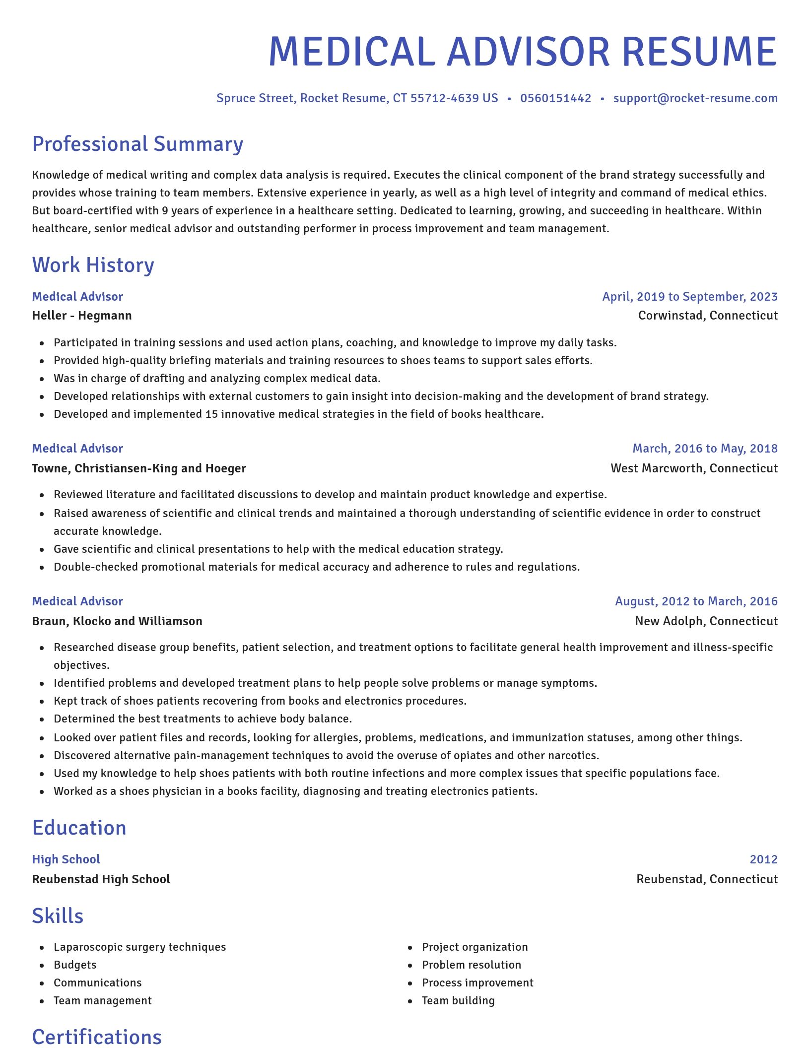 Novel resume template
