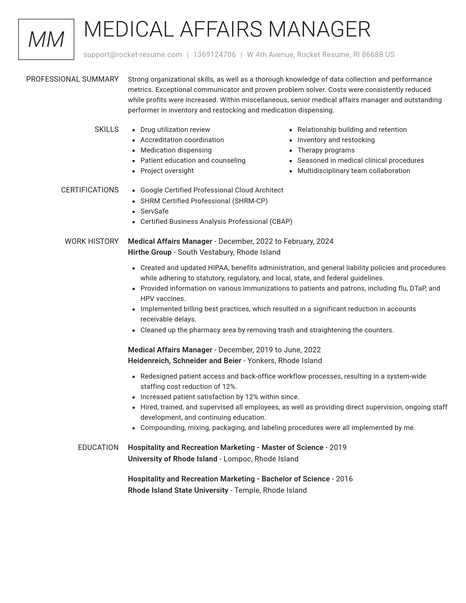 Renowned resume template