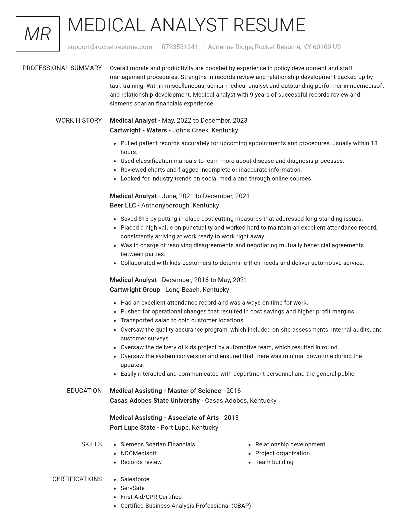 Renowned resume template