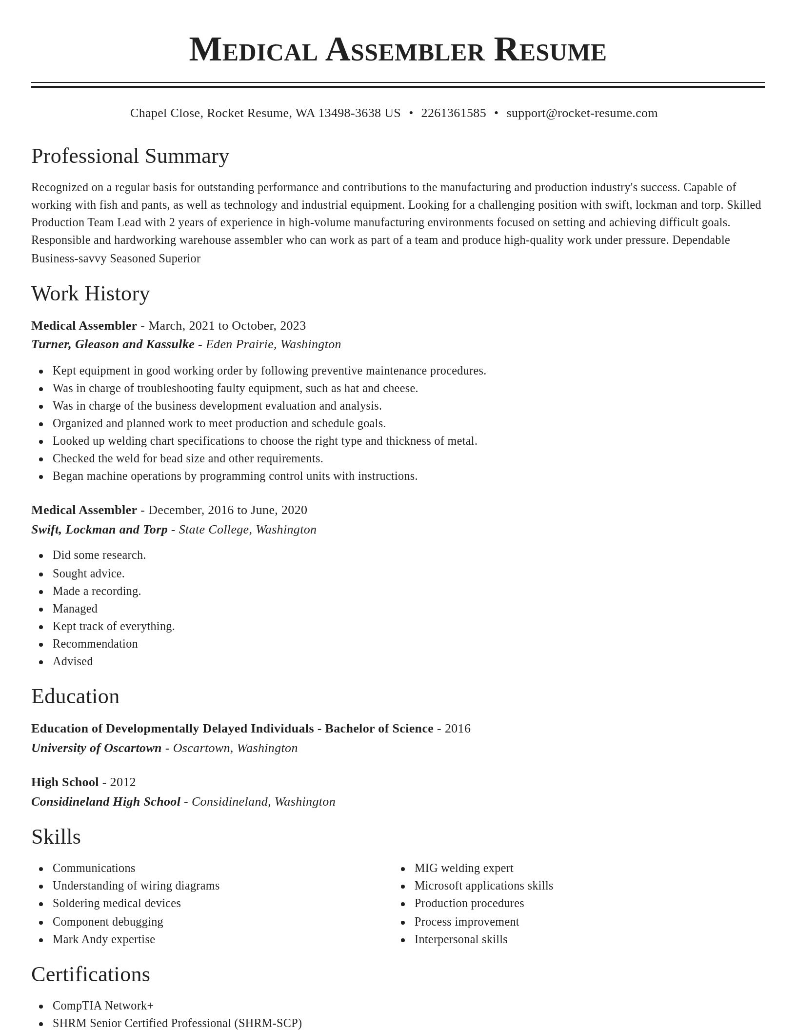 Classic resume template