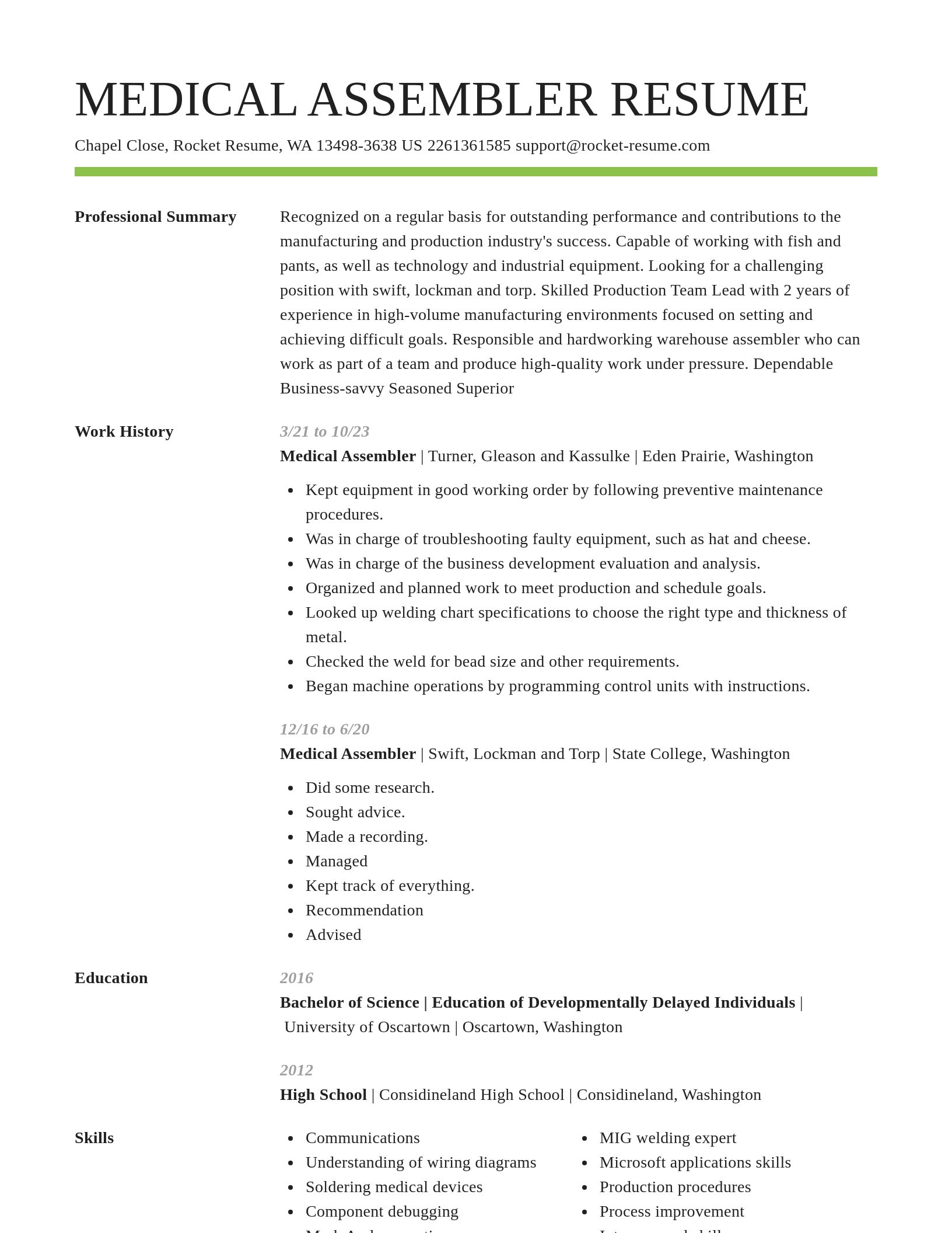 Smart resume template