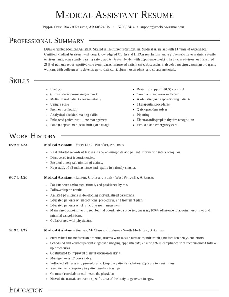 Medical Assistant resume example