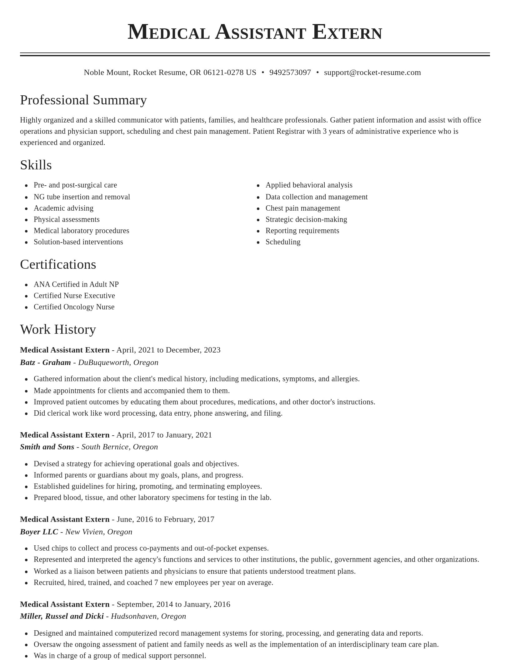Classic resume template