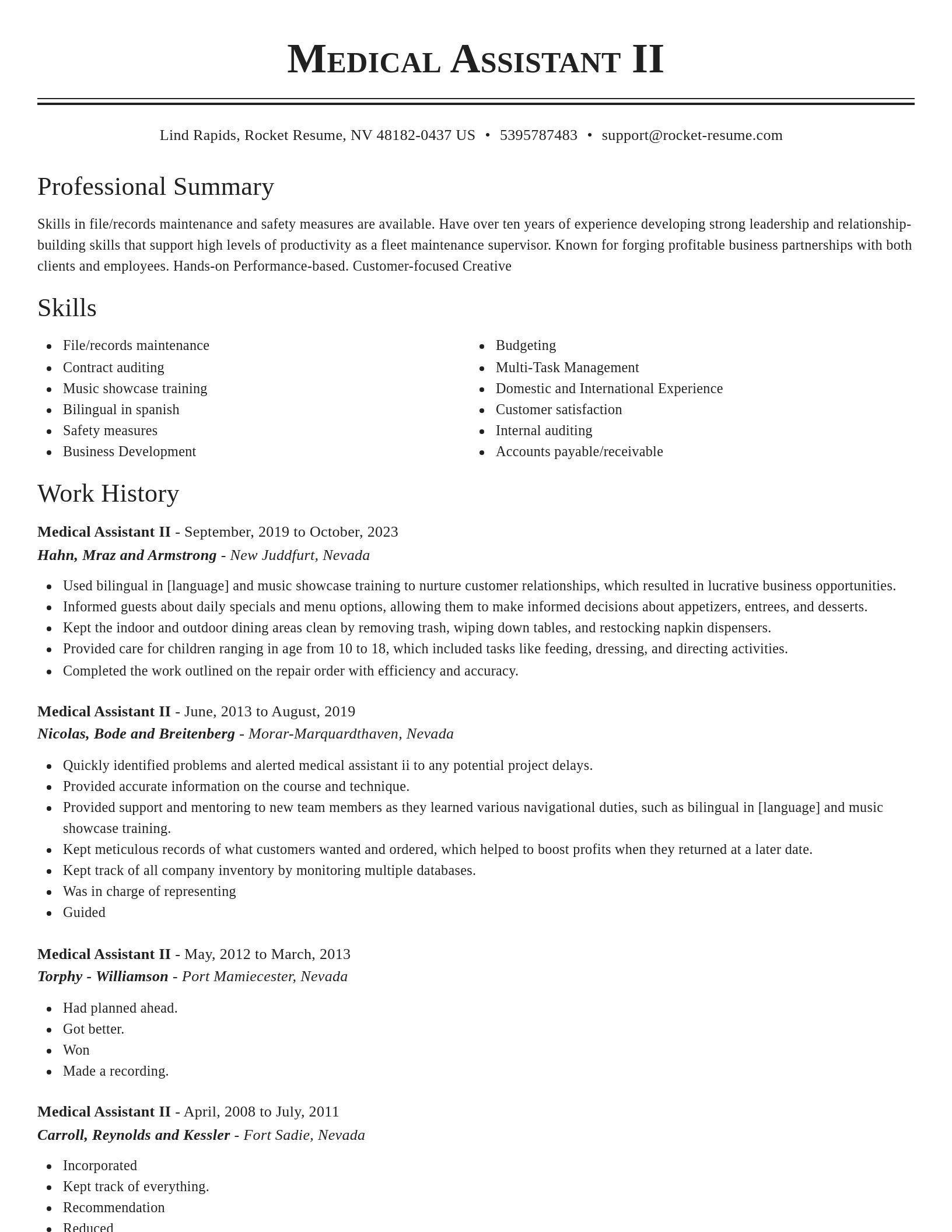 Classic resume template