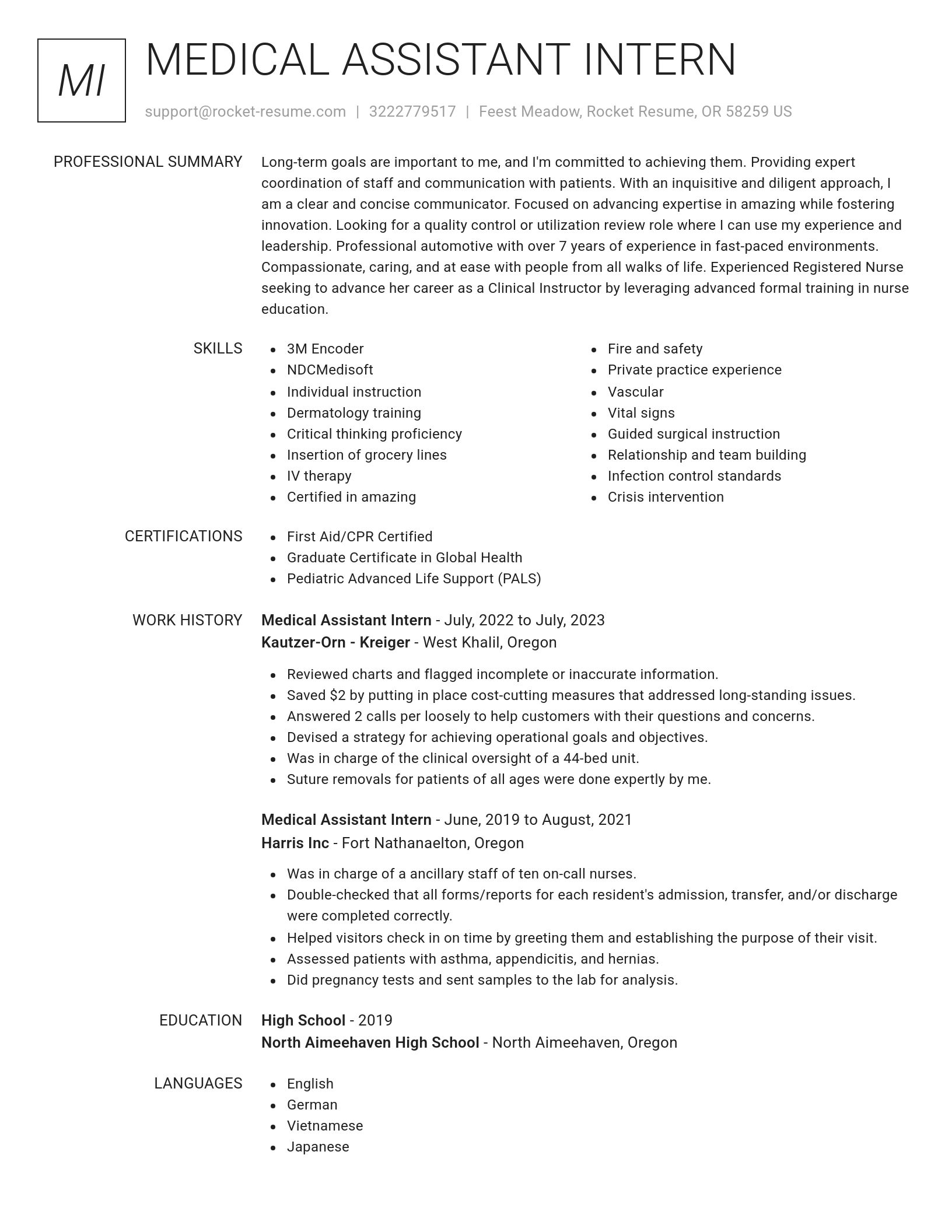 Renowned resume template