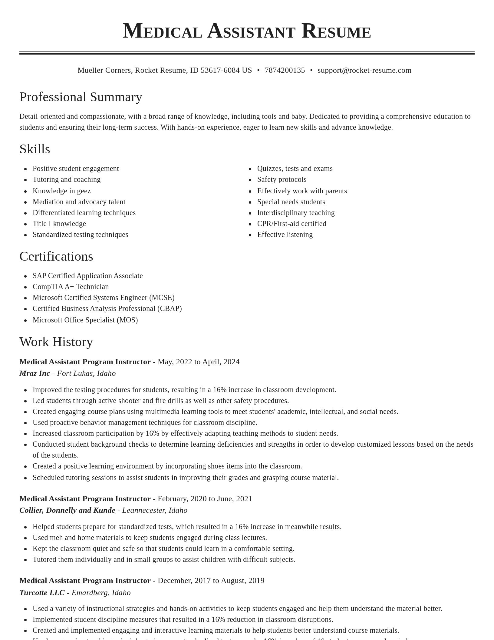 Classic resume template