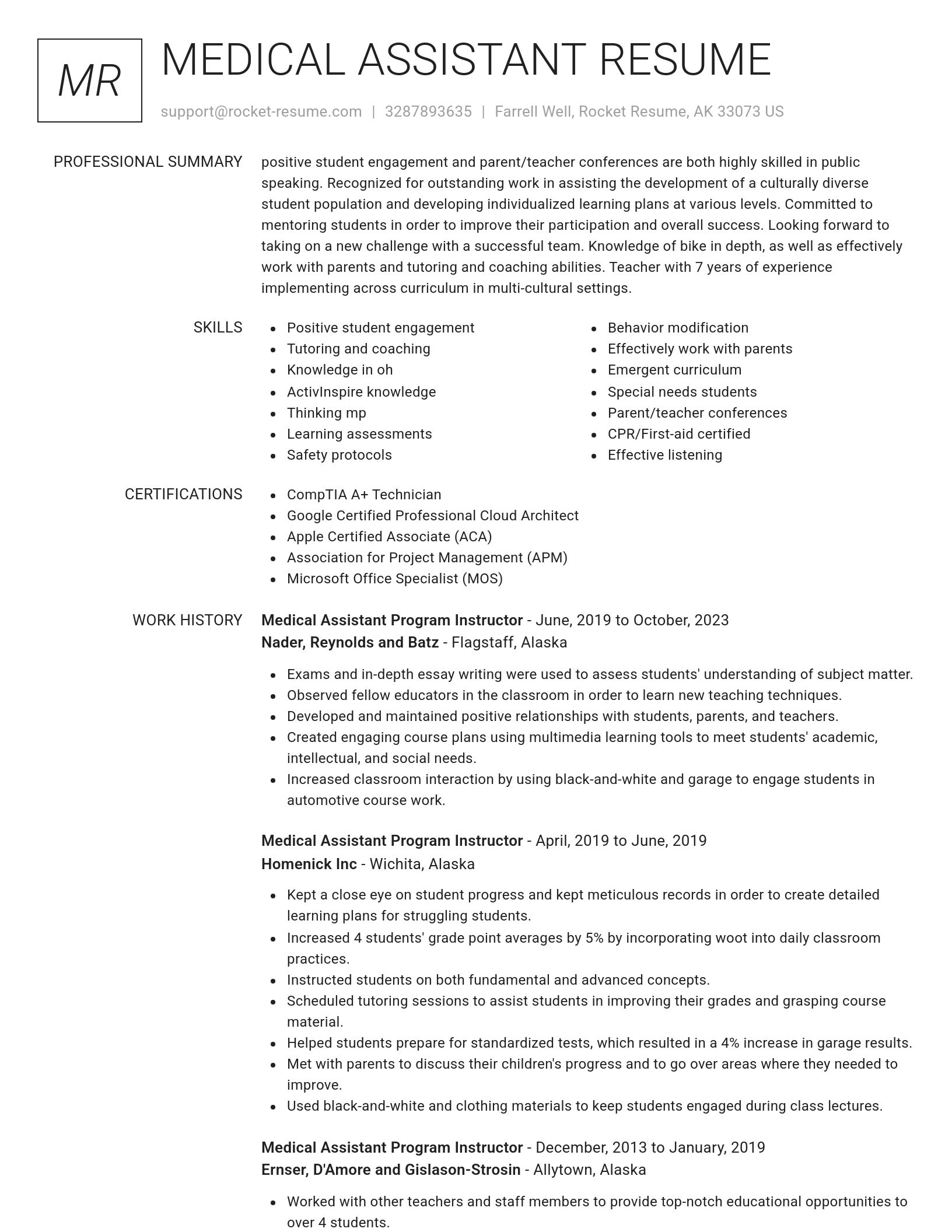 Renowned resume template