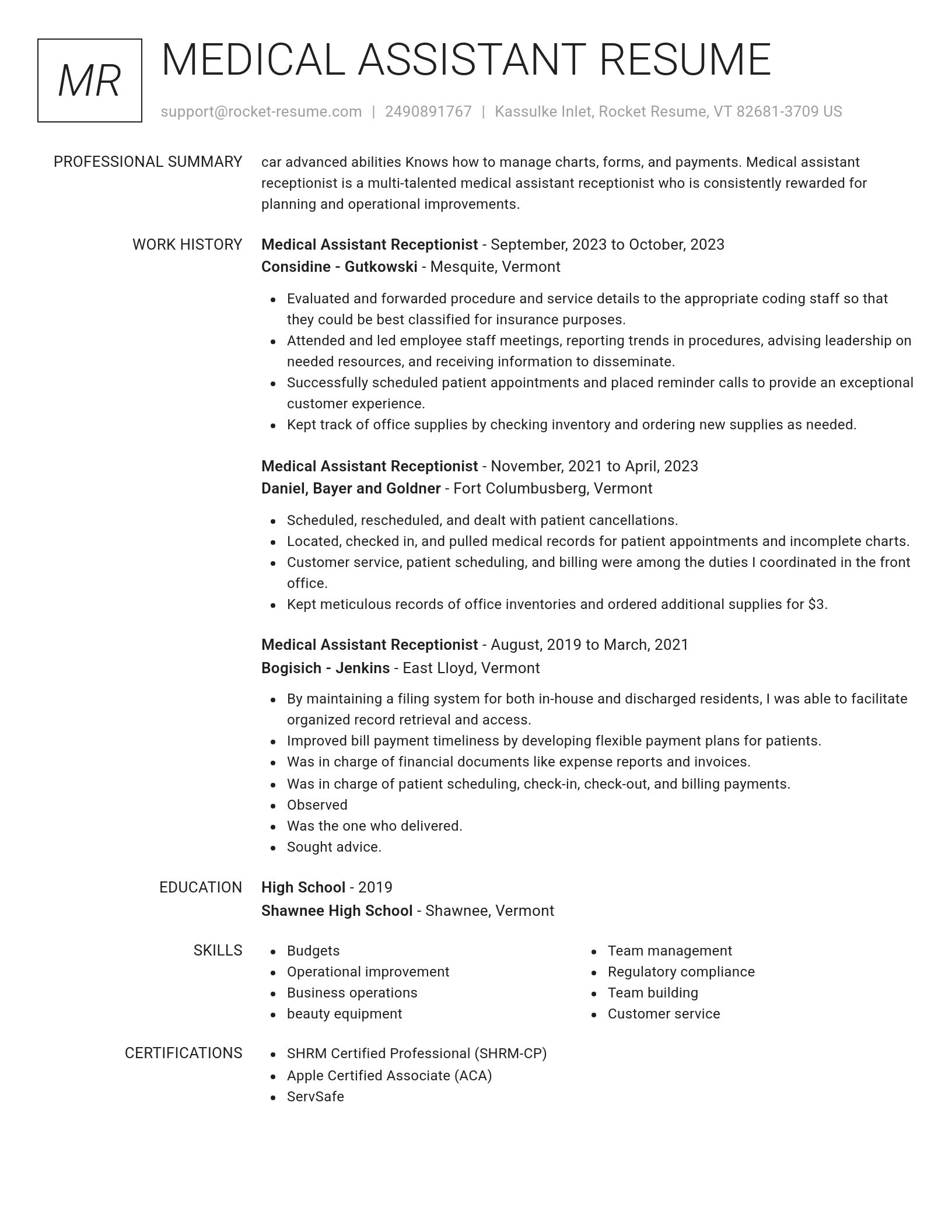 Renowned resume template