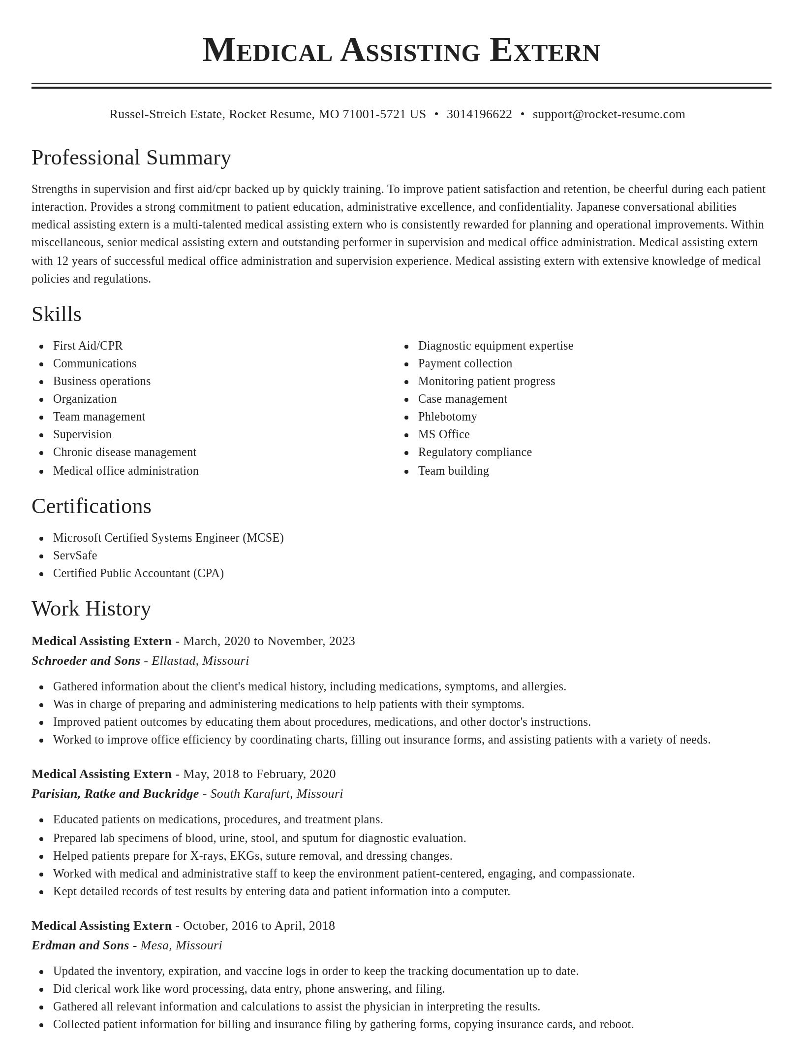 Classic resume template