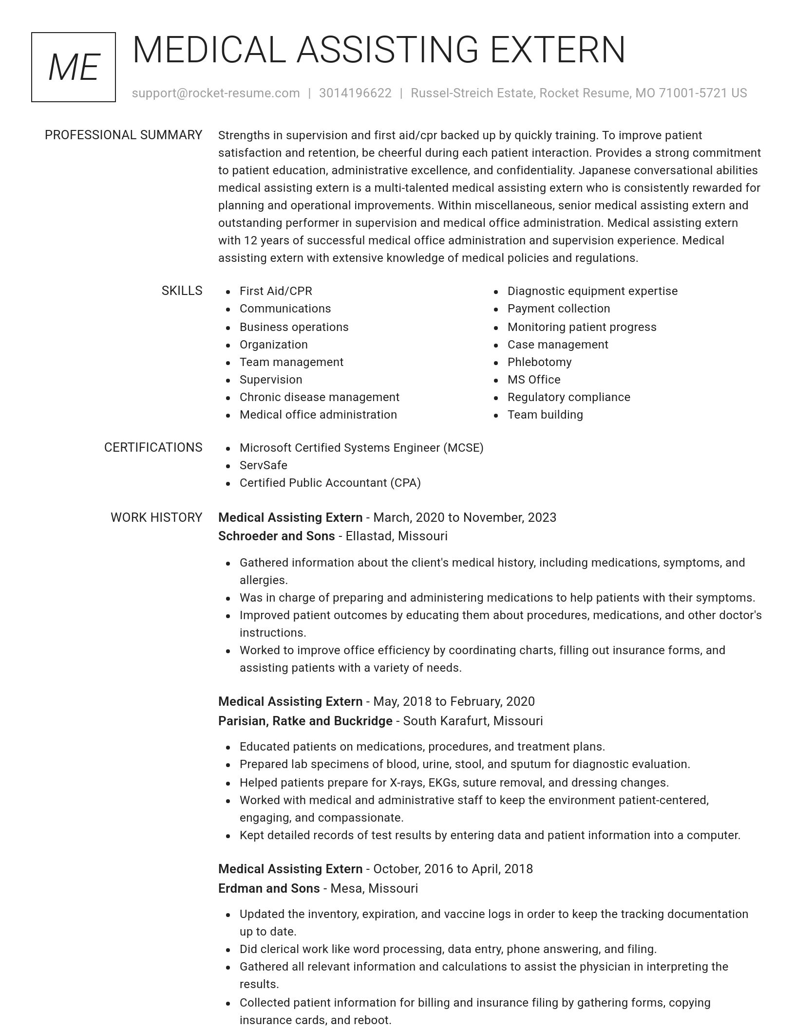 Renowned resume template