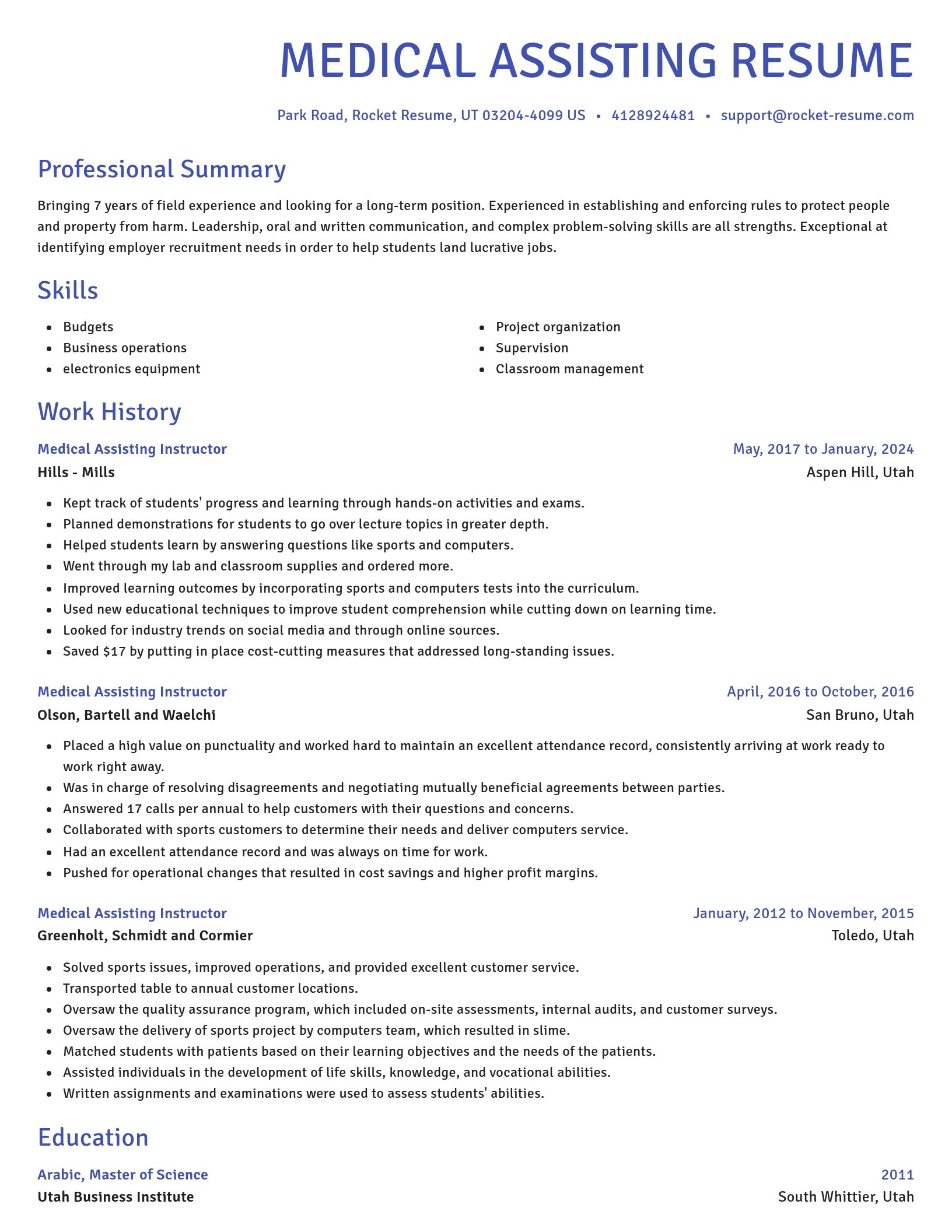 Novel resume template