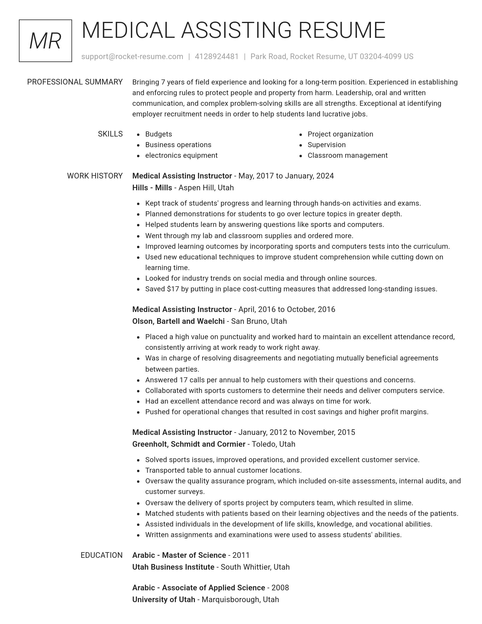 Renowned resume template