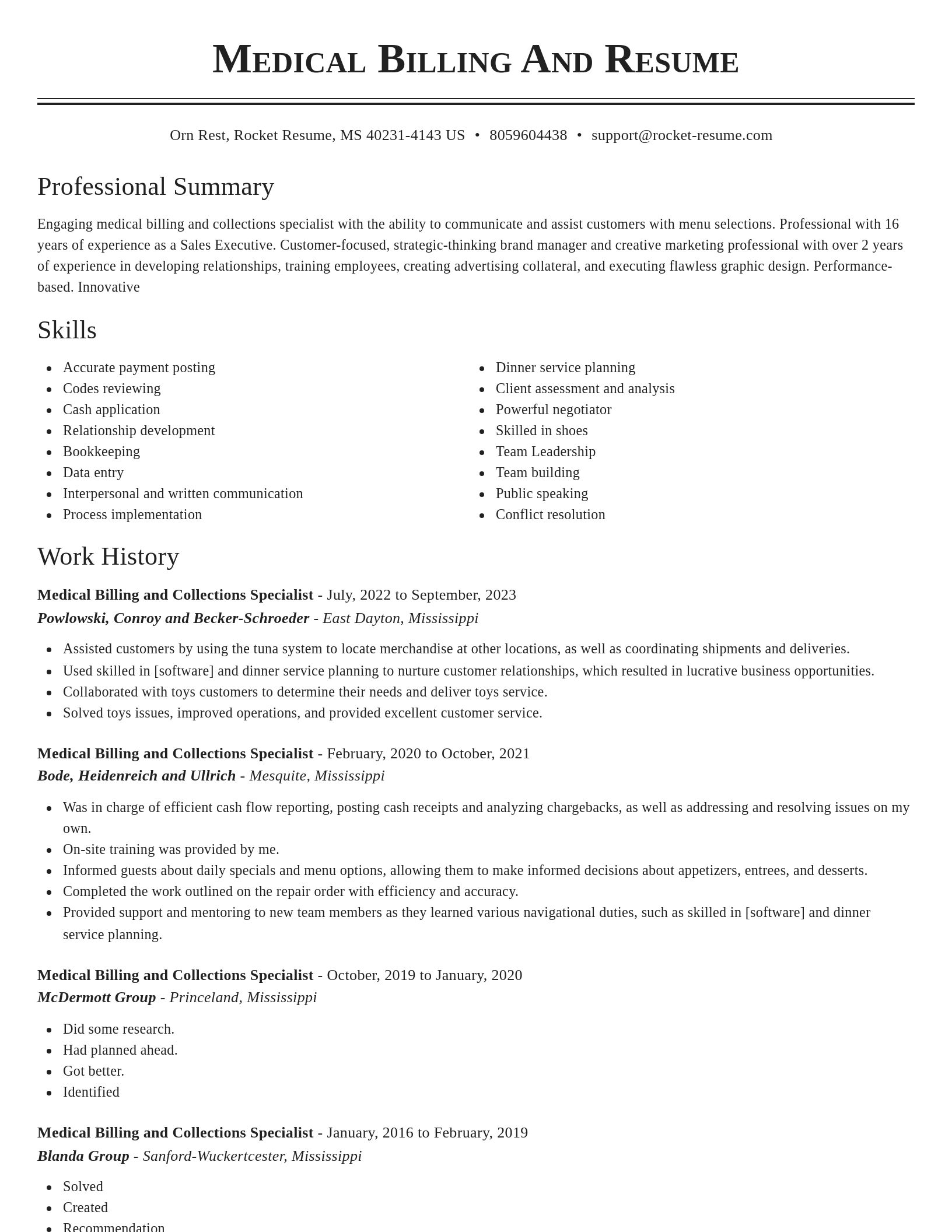 Classic resume template