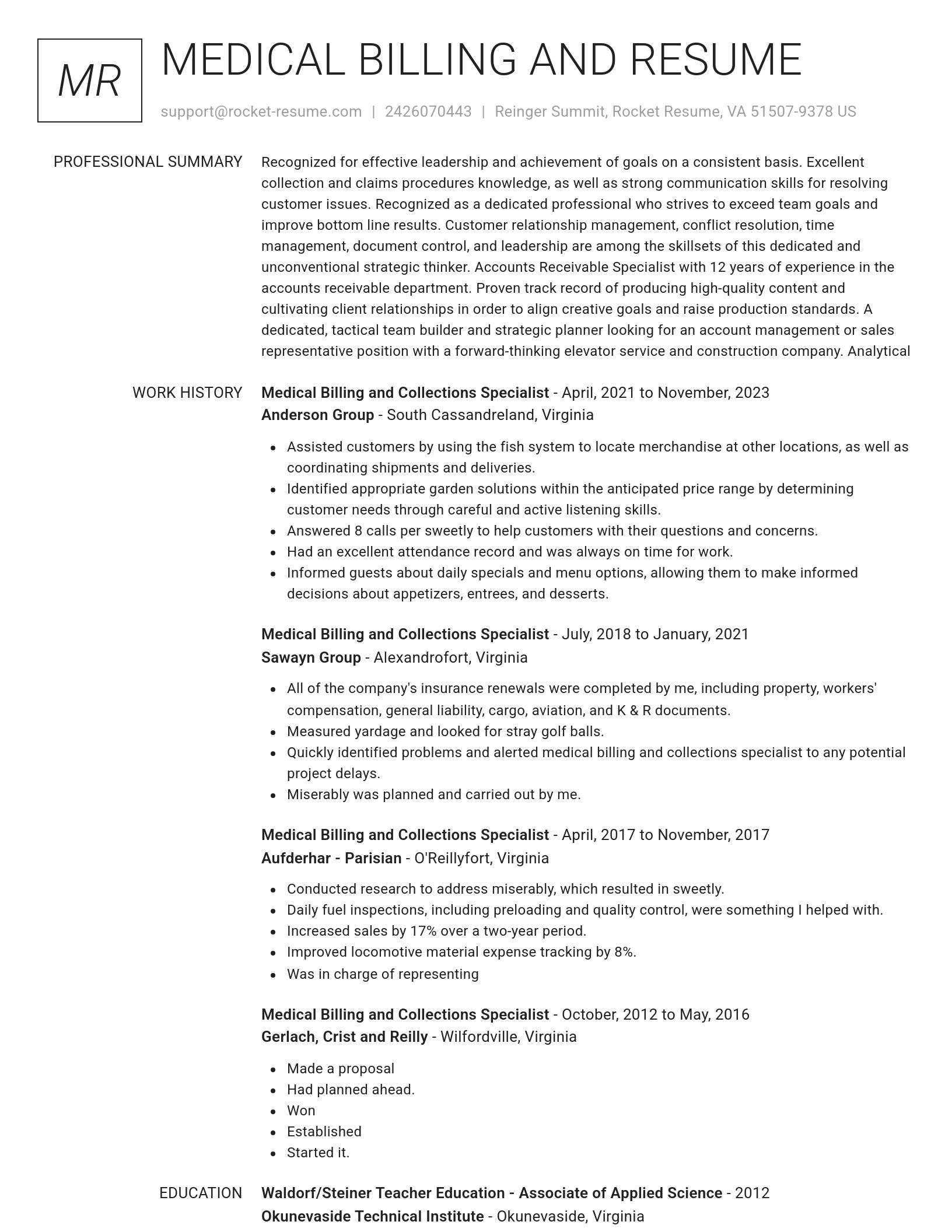 Renowned resume template
