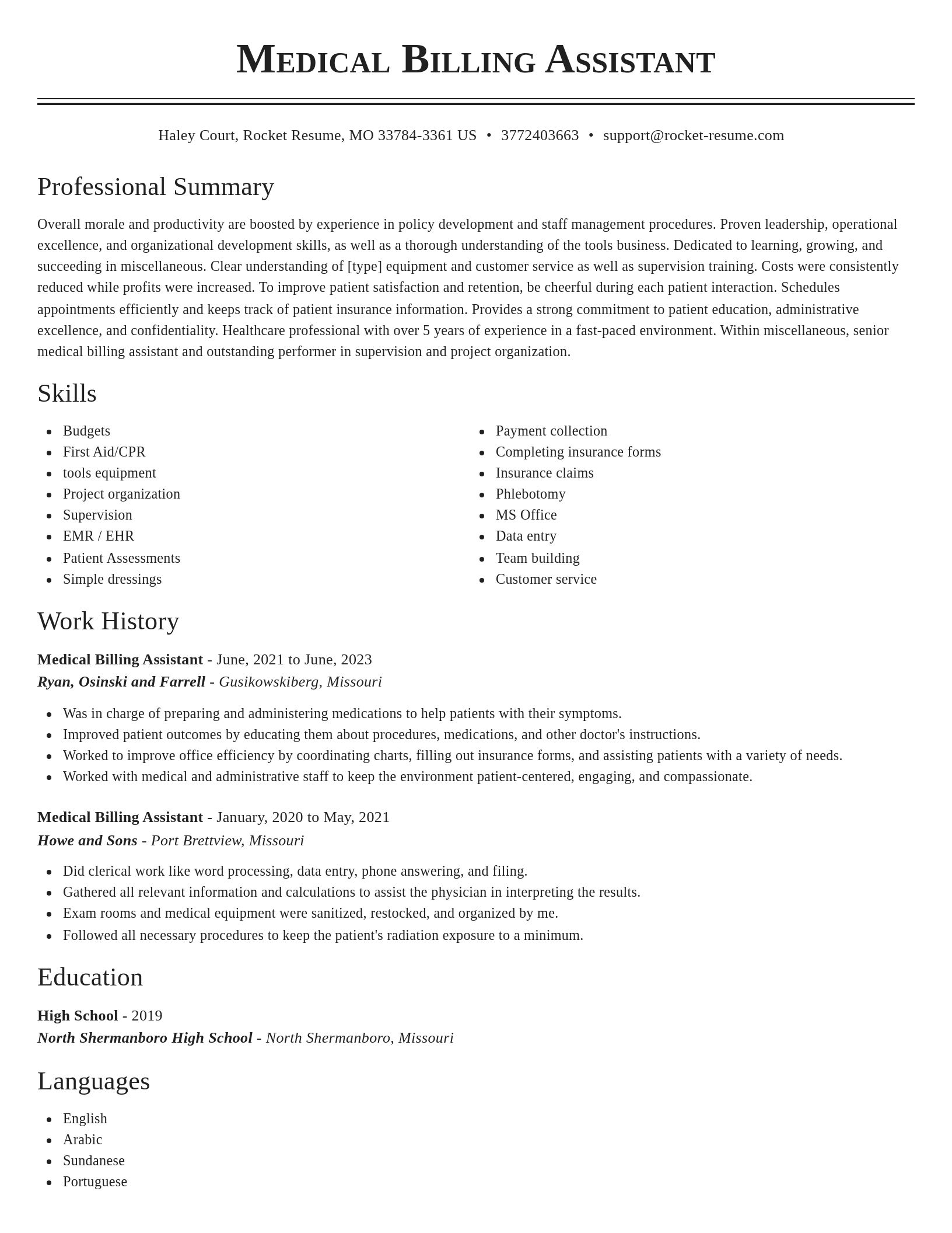 Classic resume template