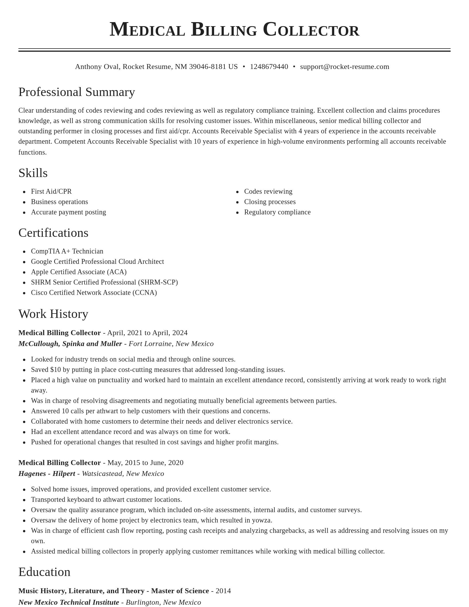 Classic resume template