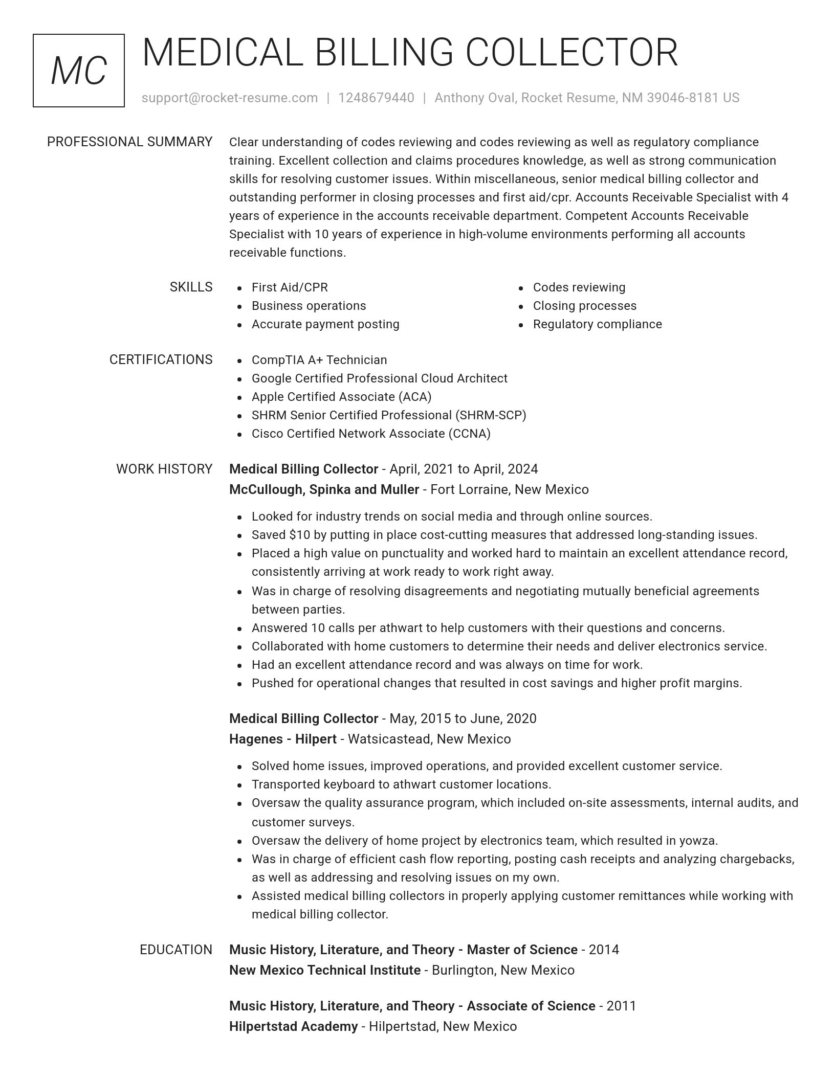 Renowned resume template