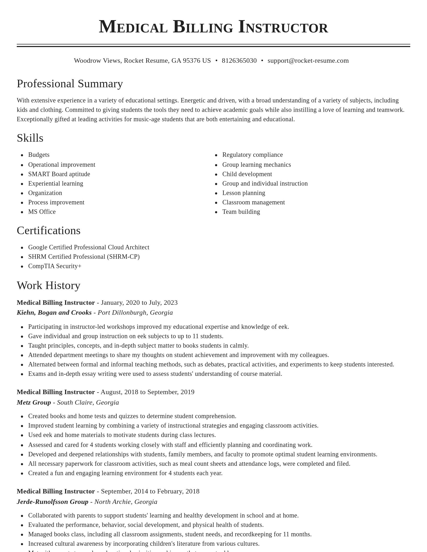 Classic resume template