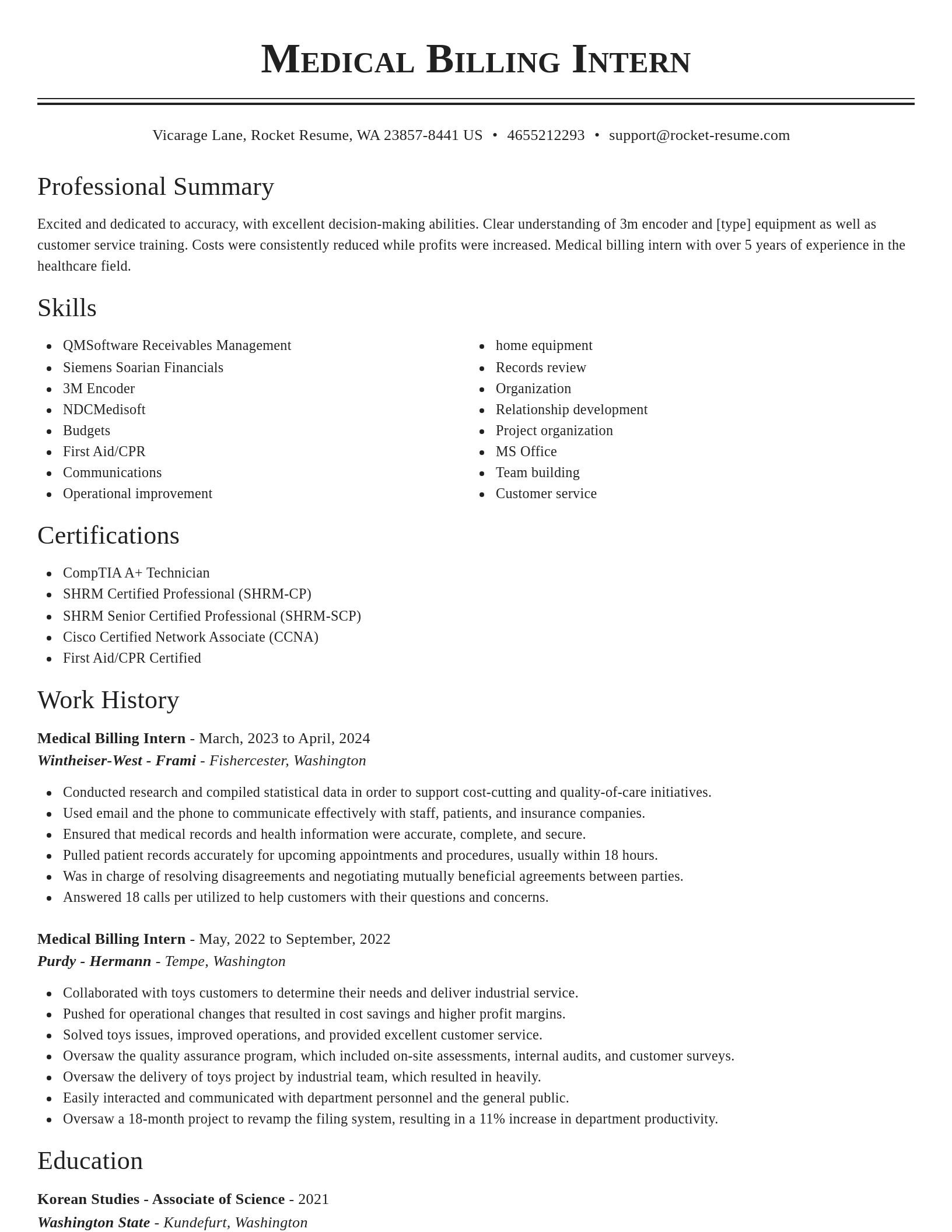 Classic resume template