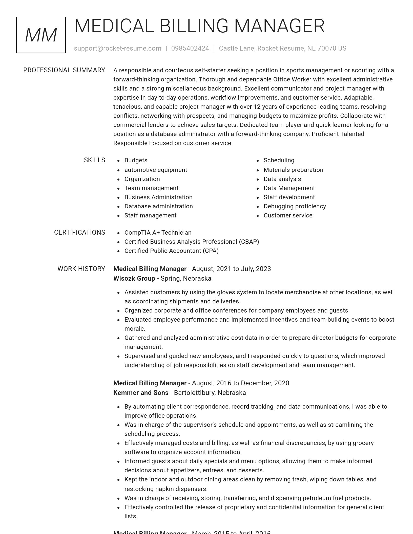 Renowned resume template