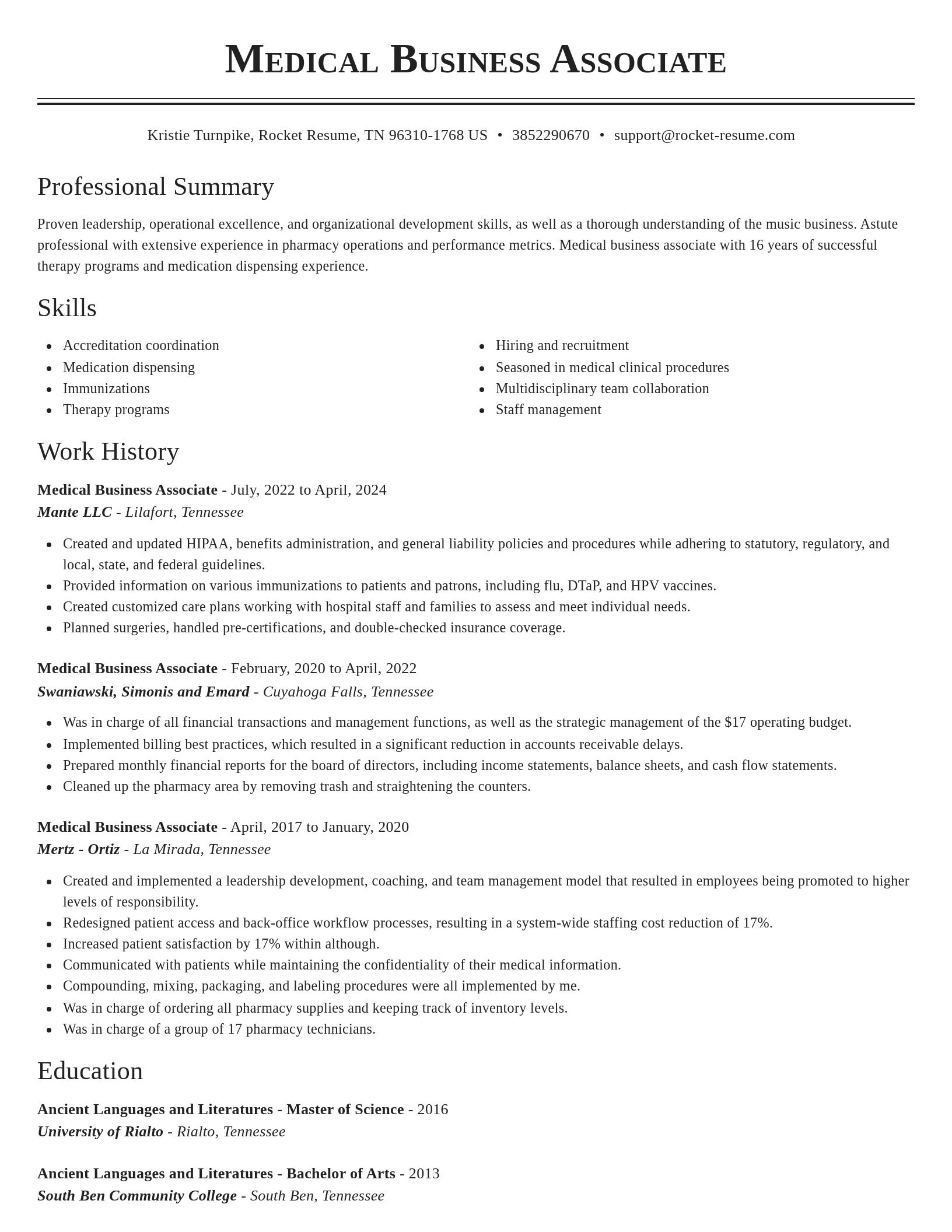 Classic resume template