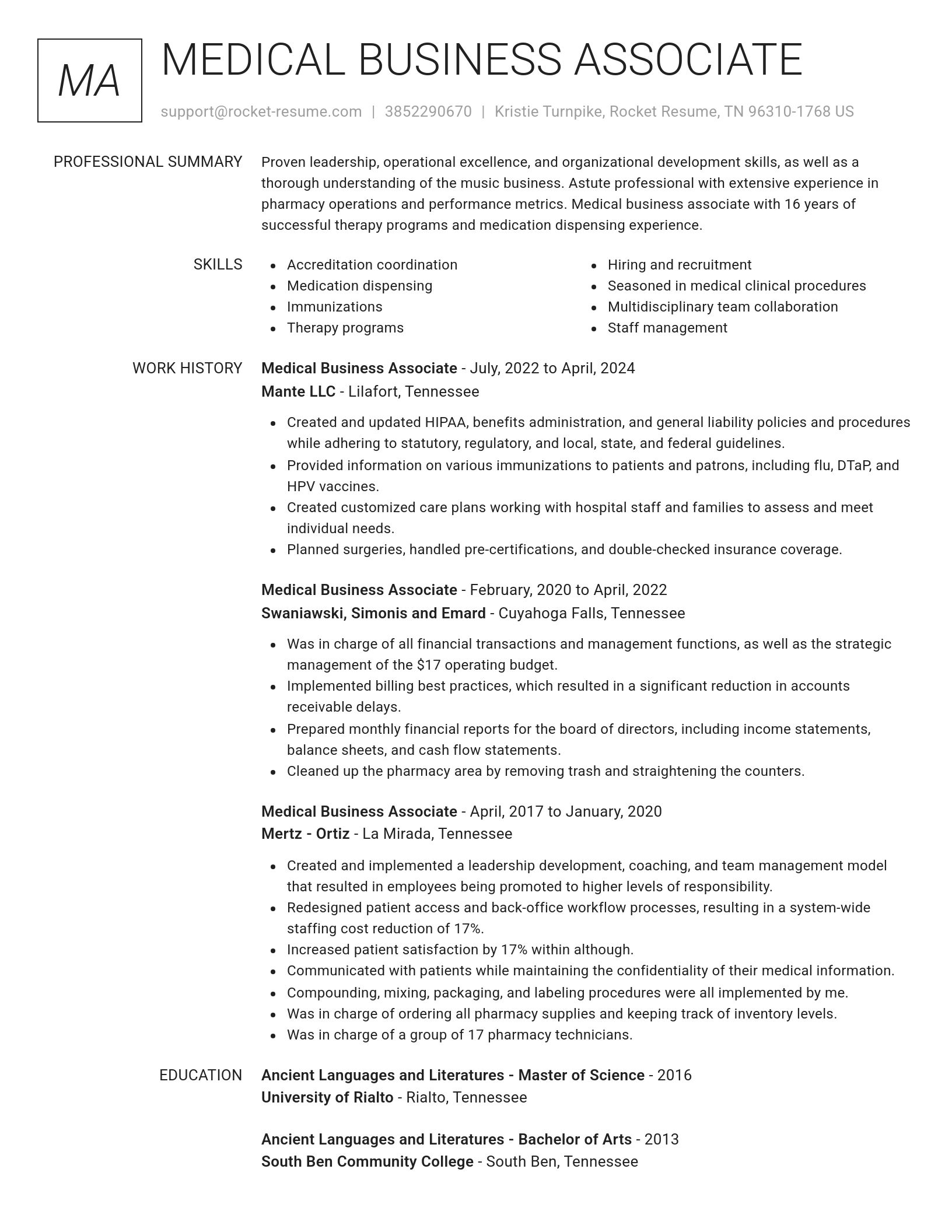 Renowned resume template