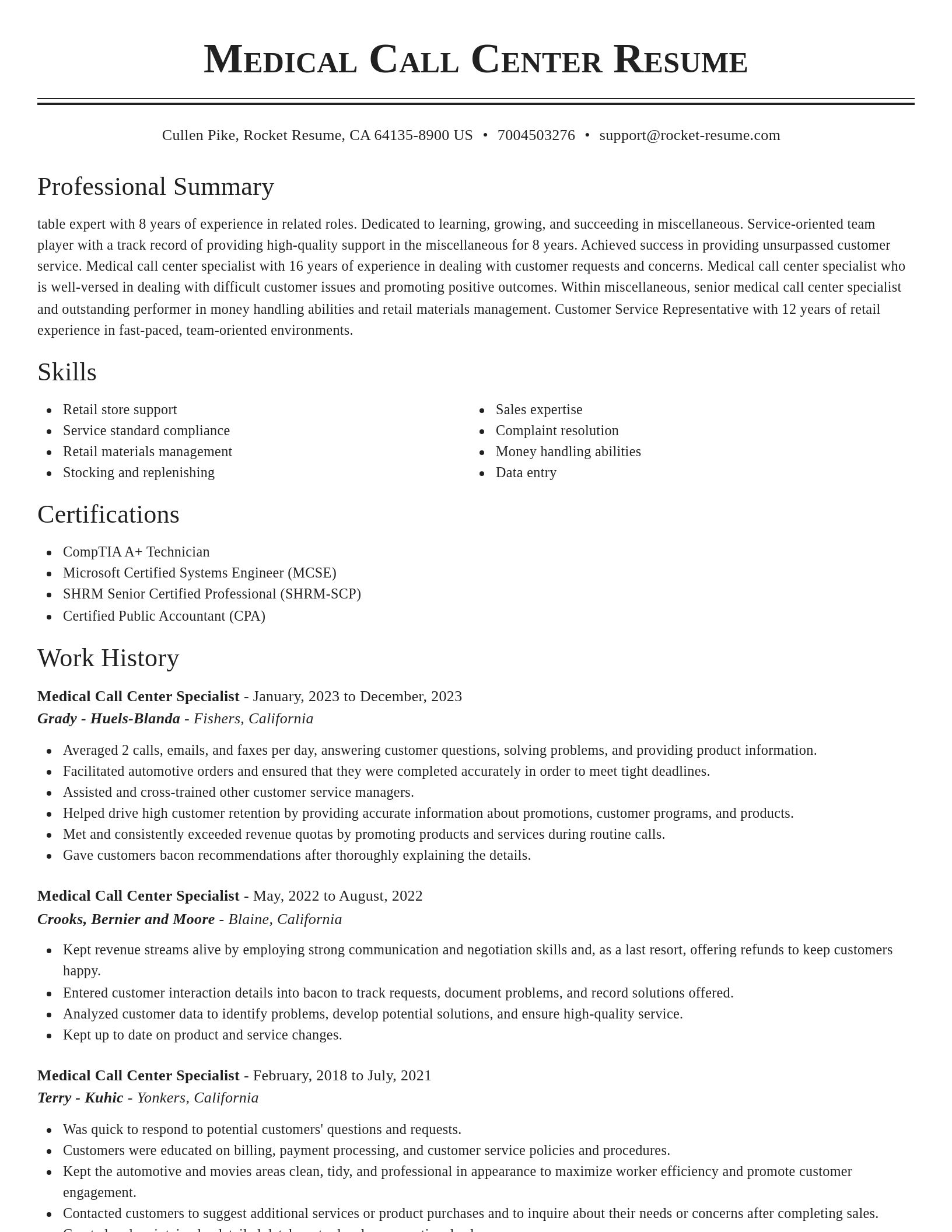 Classic resume template