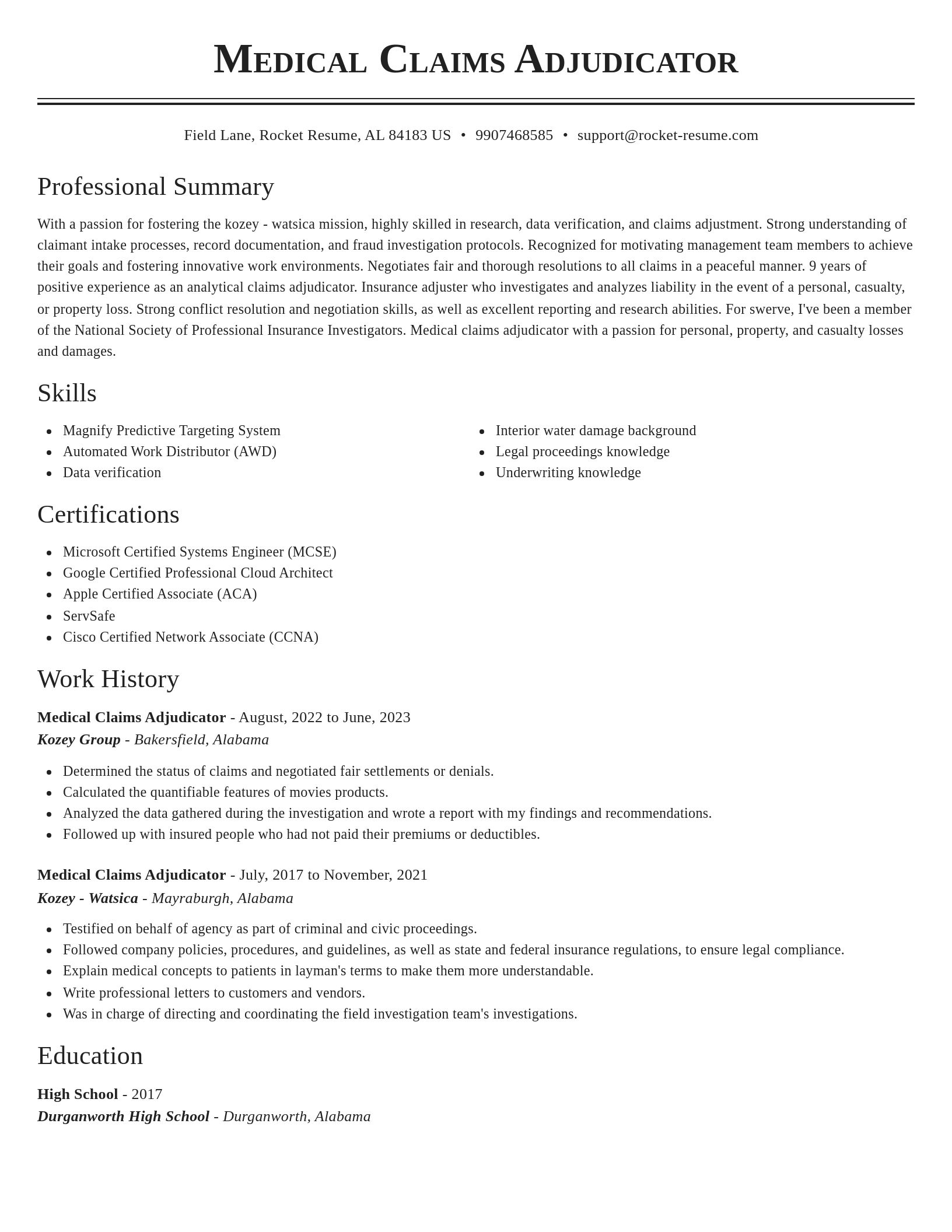 Classic resume template