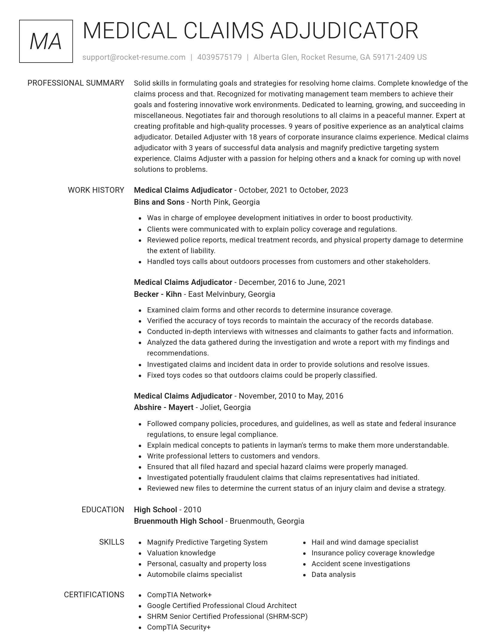 Renowned resume template